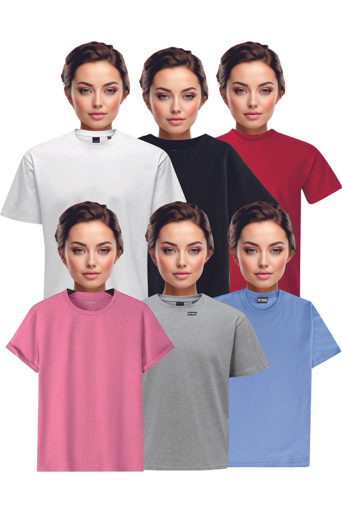 HOFFNUNG 6 farklı renkte tişört BLANK READY TO PRINT oversize