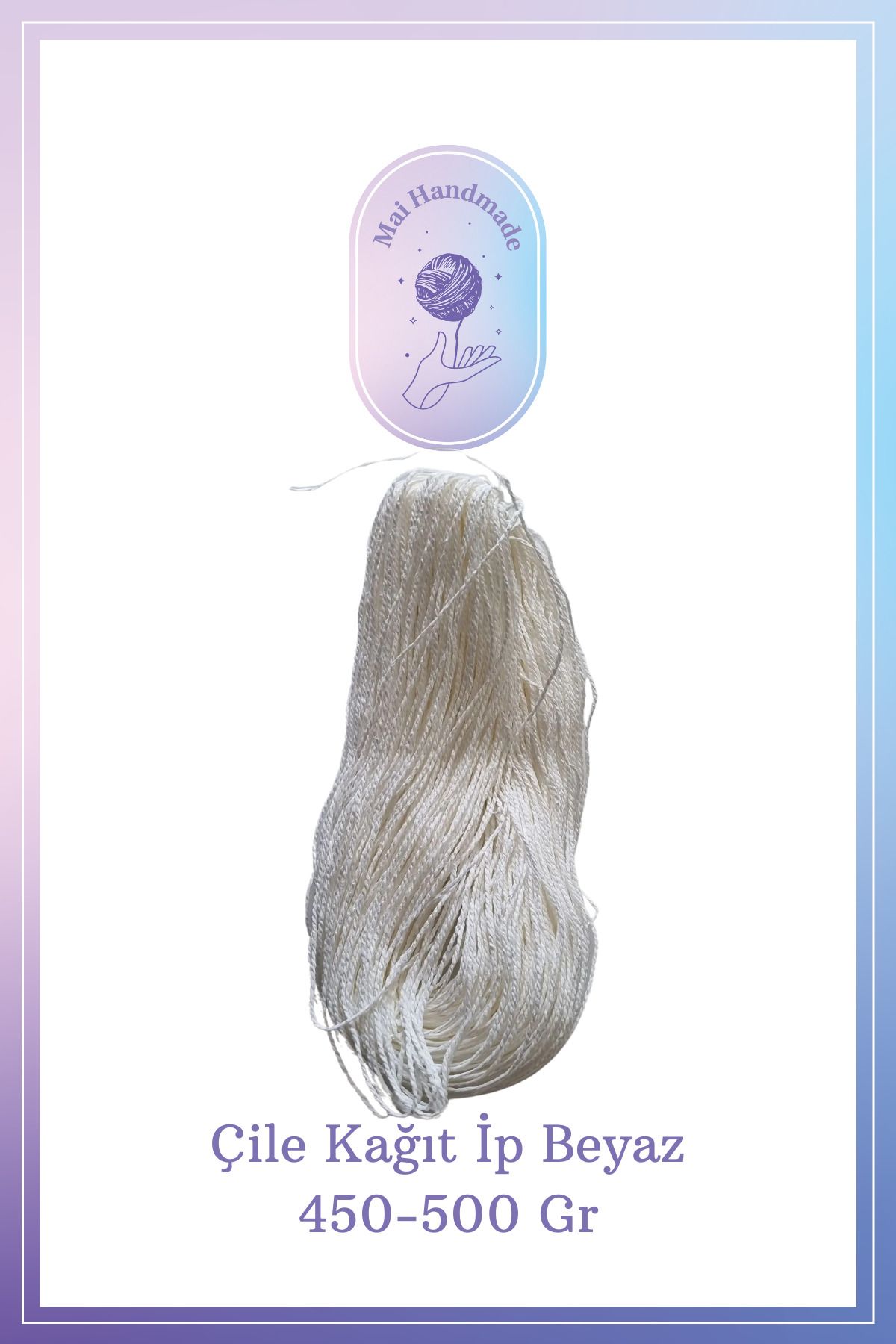 Mai Handmade Hobby ve Örgü Evi Doğal Kağıt İp El Yapımı Dekoratif Örgü ve Paketleme İpi El Sanatları ve Hediye Paketleme 450-500Gr