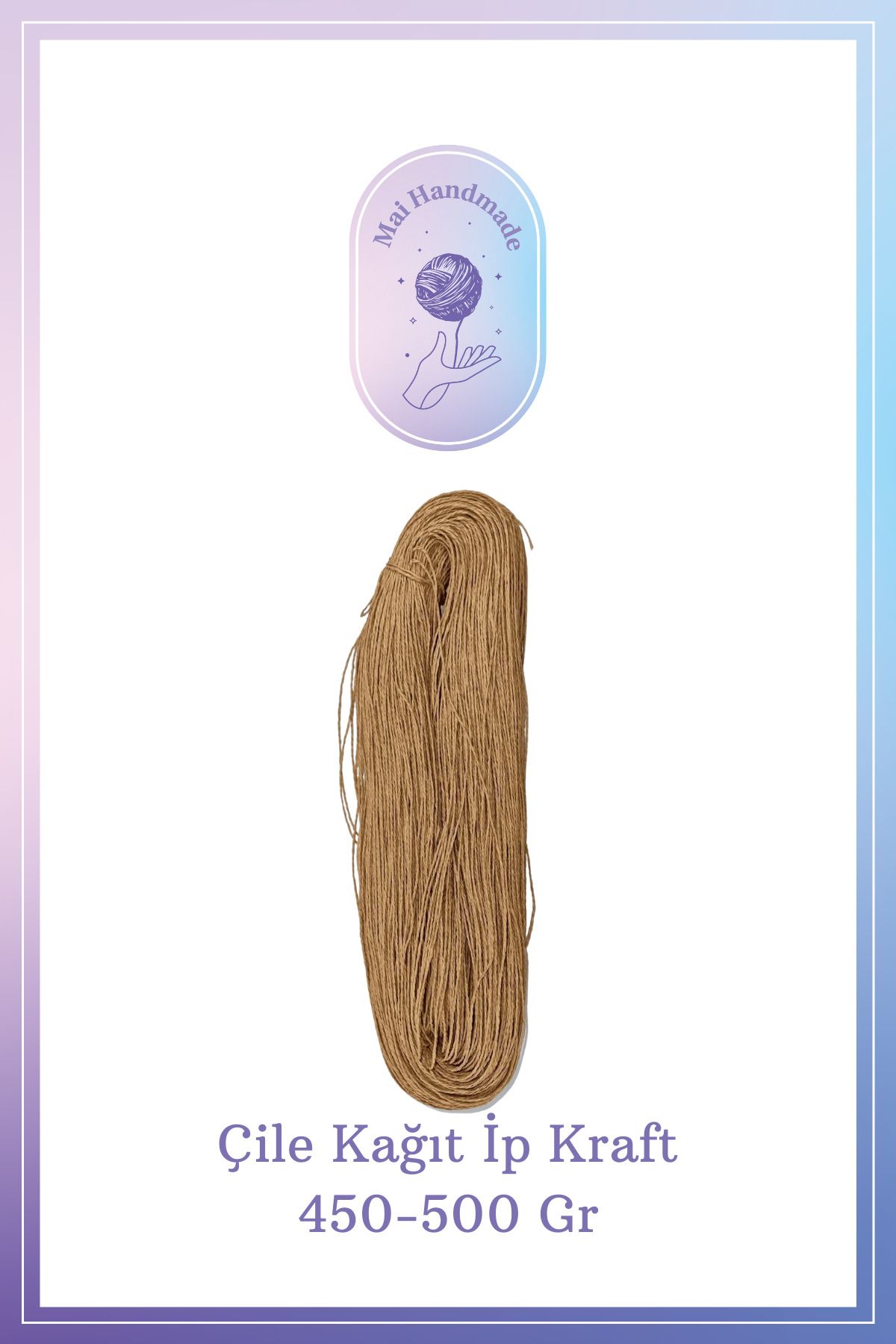 Mai Handmade Hobby ve Örgü Evi Doğal Kağıt İp El Yapımı Dekoratif Örgü ve Paketleme İpi El Sanatları ve Hediye Paketleme 450-500Gr