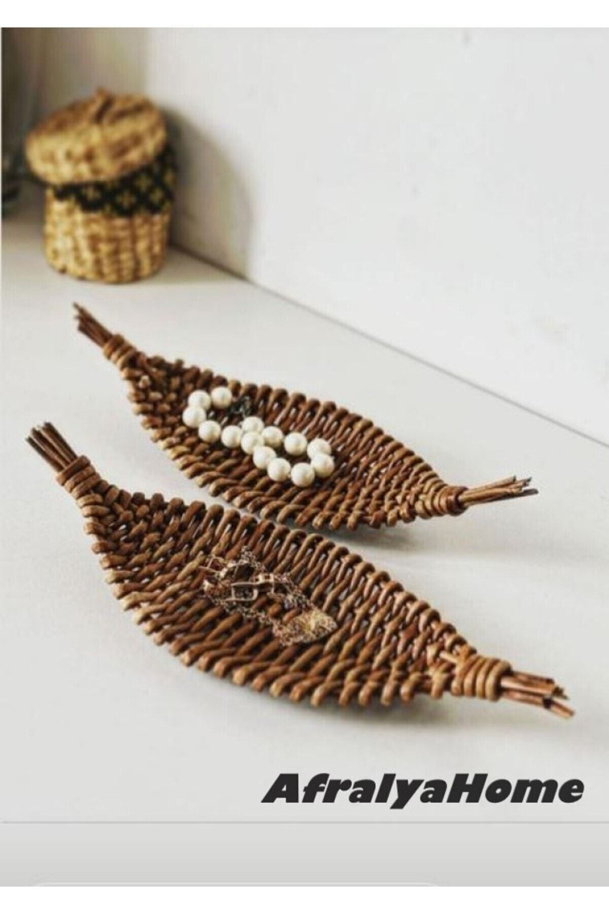 Saatistan 3'lü dekoratif yüzüklü, sunumluk, mumluk, düzenleyici, sepet, retro hasır, craftpapier