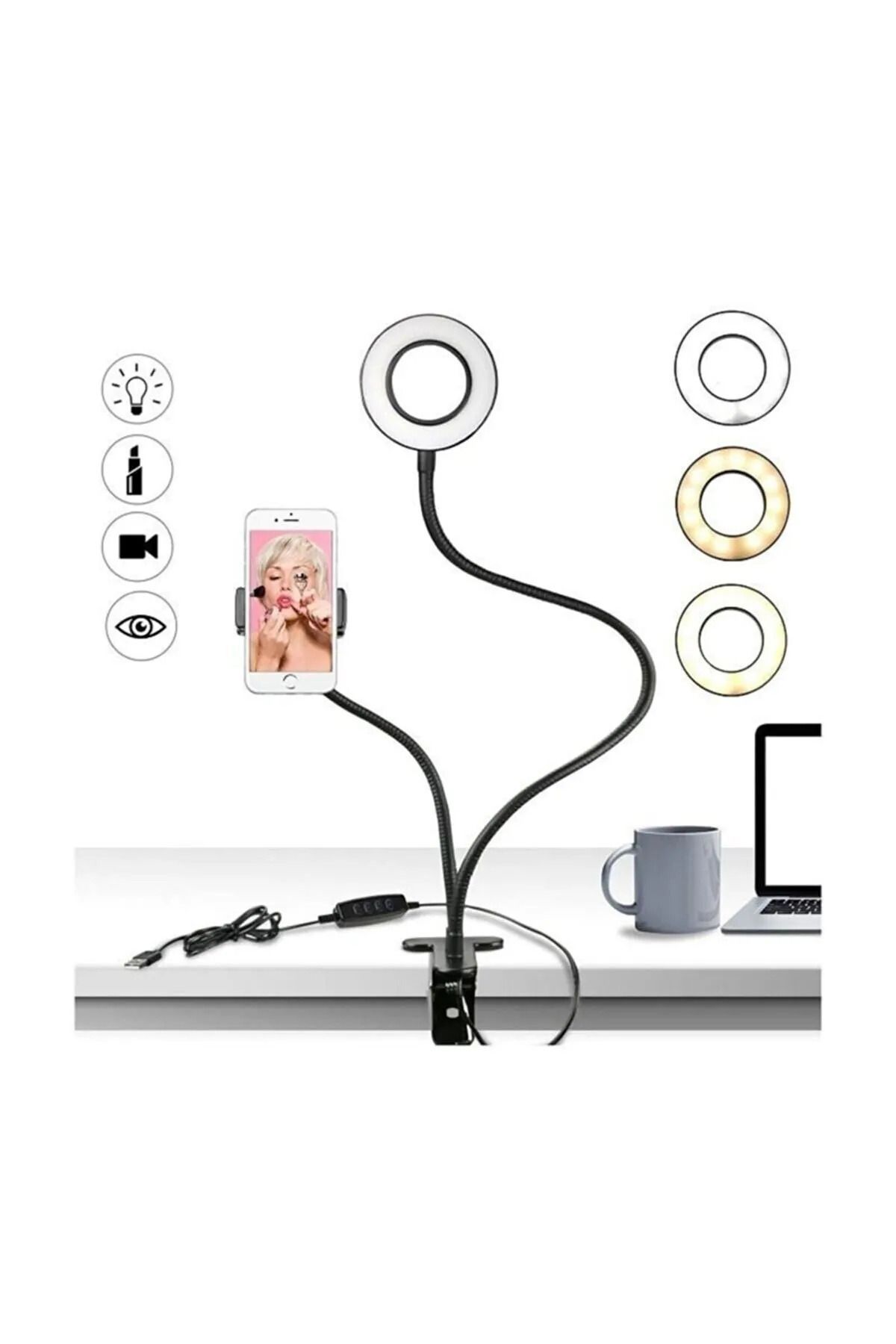 OBRAX Ring Light Led Youtuber Stüdyo Işığı Akrobat Selfie Led Masa Lambası Işık