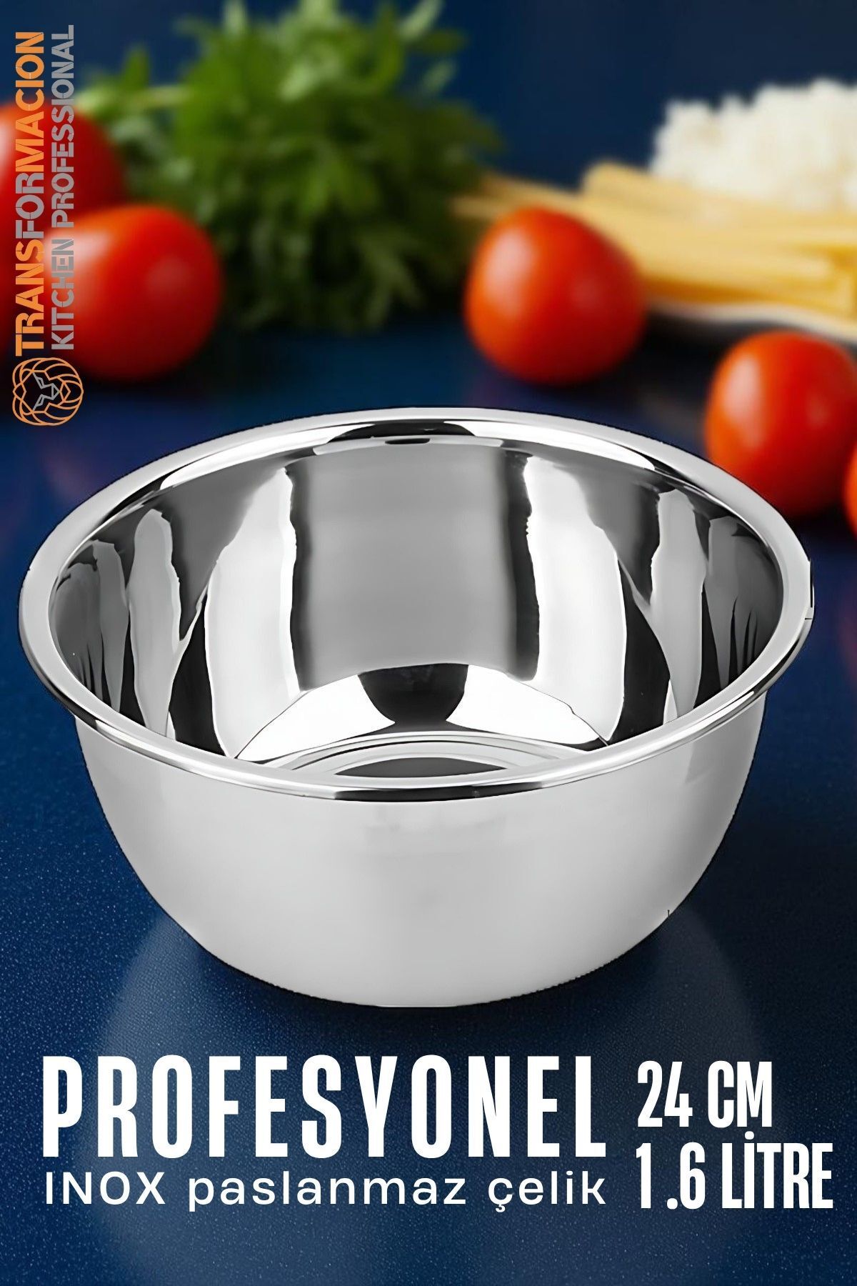 Transformacion Inox Kase - 24 Cm 1.6 Litre Karıştırma Kabı Profesyonel 304 Paslanmaz Çelik 721837