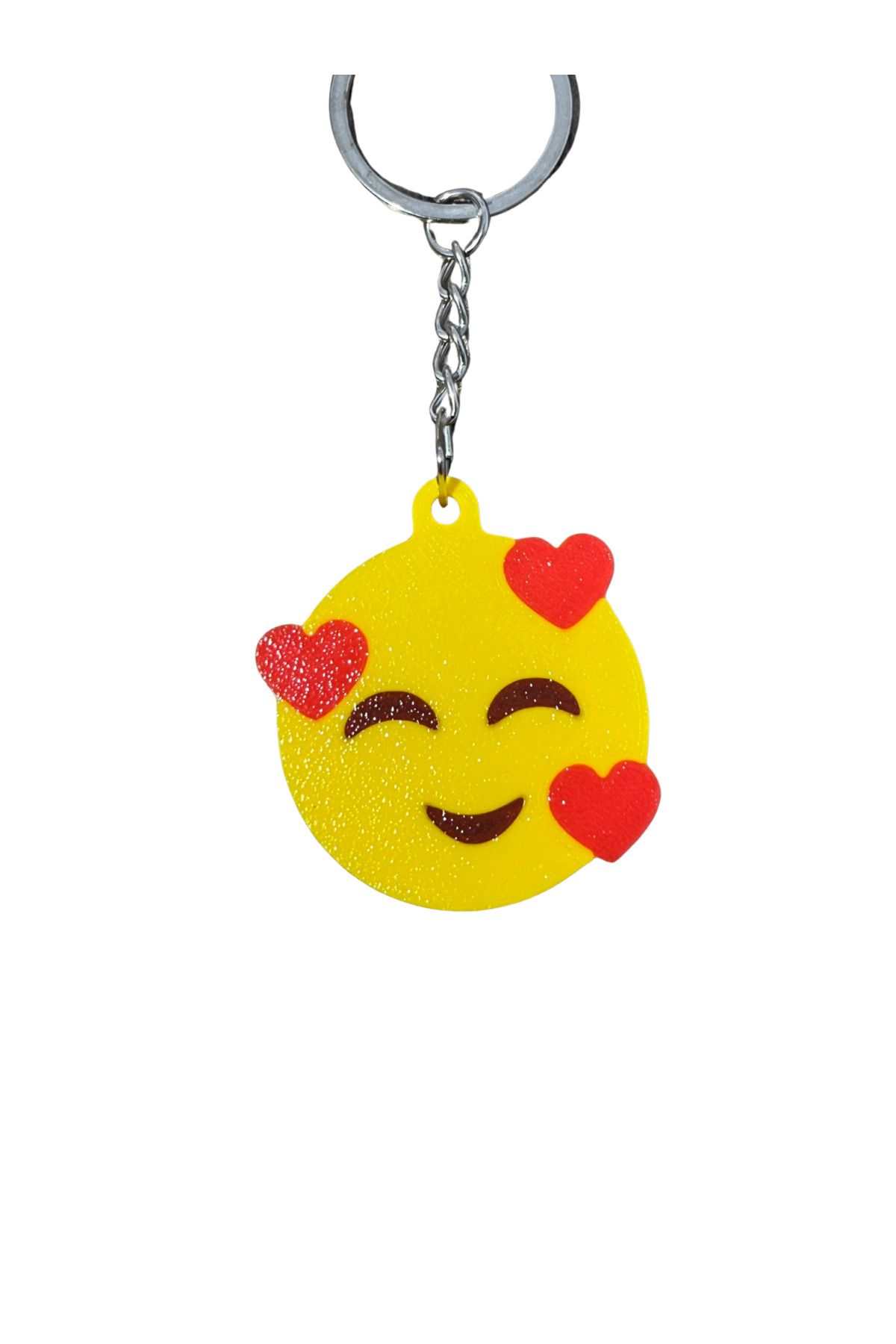 OLGUN Üç Kalpli Gülen Yüz Emojeli Anahtarlık 3D