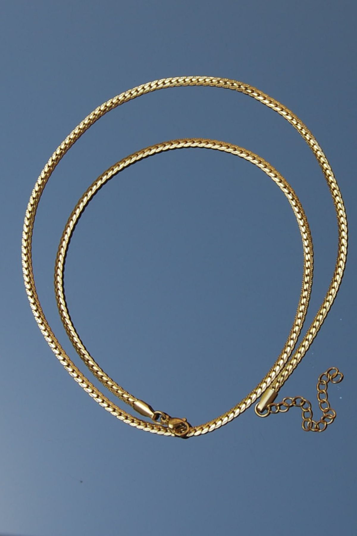 Rua Jewelry Desenli Ezme Gurmet Zincir Paslanmaz Çelik Kolye Altın Renk - 2mm 2 Yıl Garanti