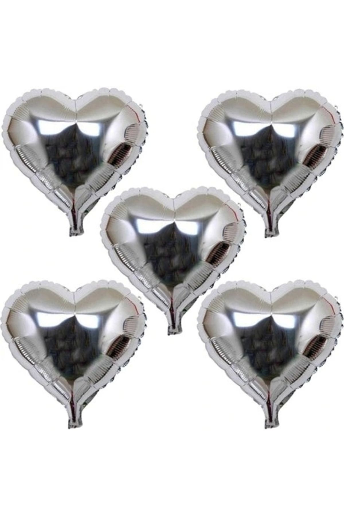 shopwave Kalp Şekilli Gümüş Renk Folyo Balon 45 cm 5 Adet (5047)