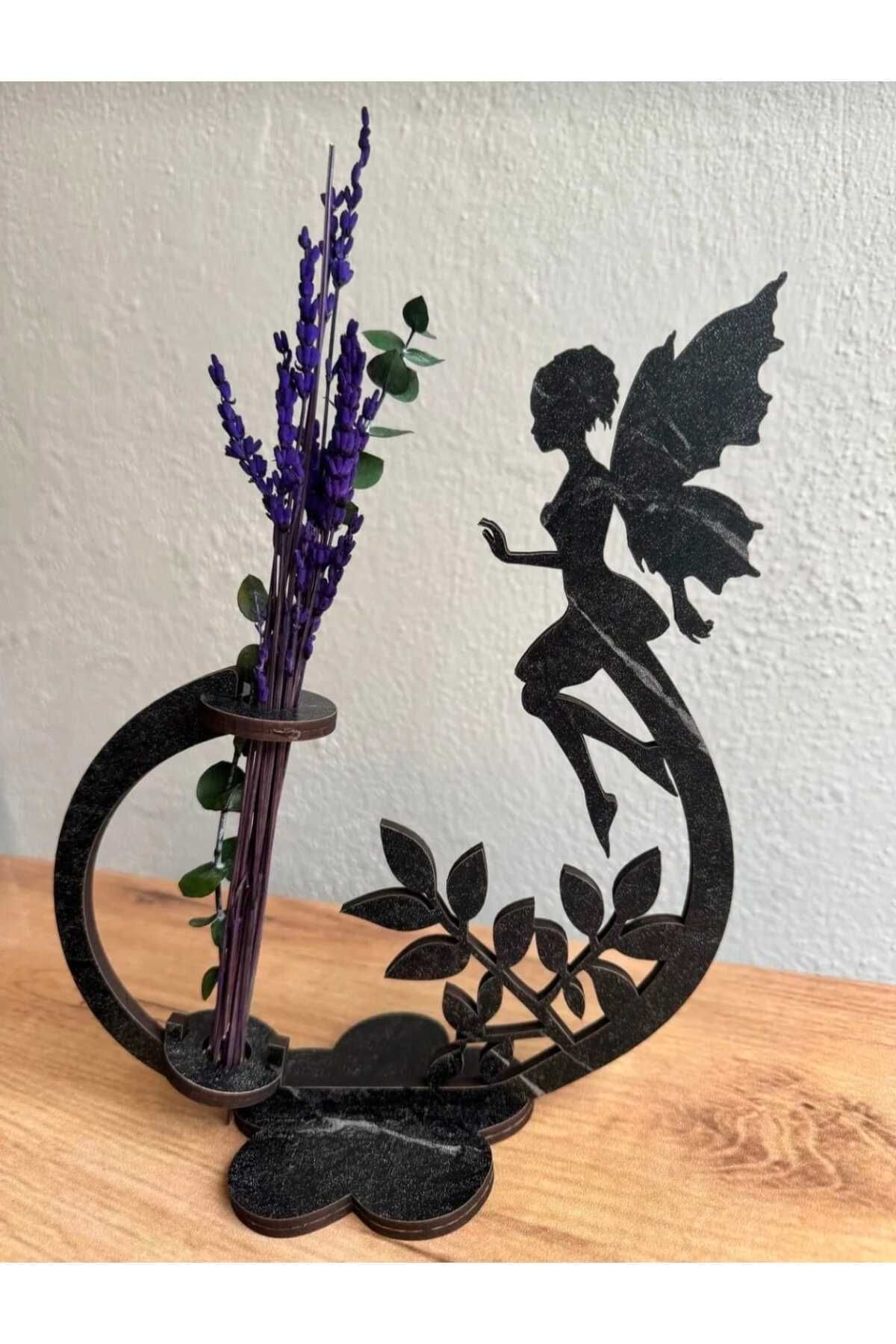 Saatistan Şık Ahşap Masaüstü Çiçeklik 24x23 cm, Siyah Renk