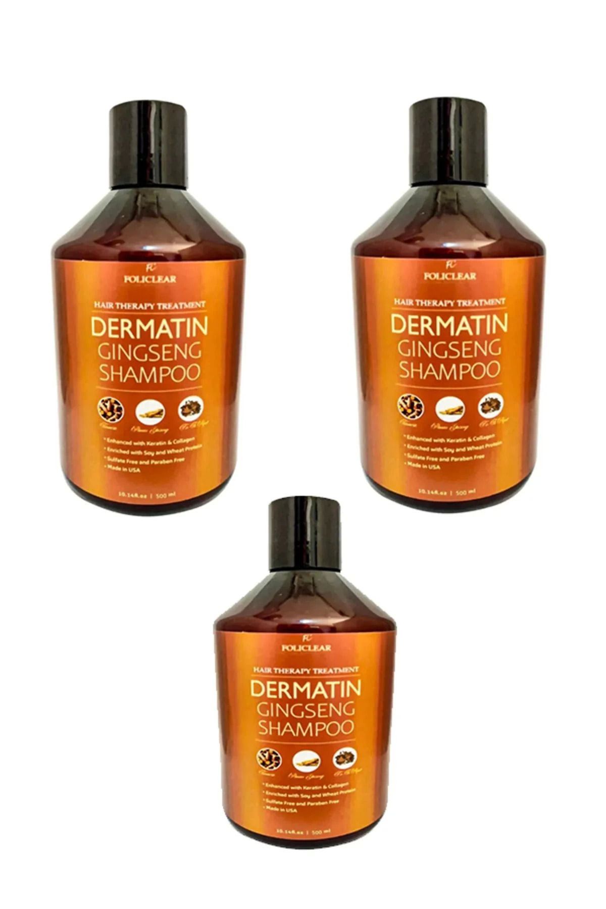 DENİZBİLİŞİM Yıkadıkça Saçları Uzatan Dökülmeyi Engelleyen Dermatın Gingseng Mucizesi Shampoo 500 Ml X 3 Adet