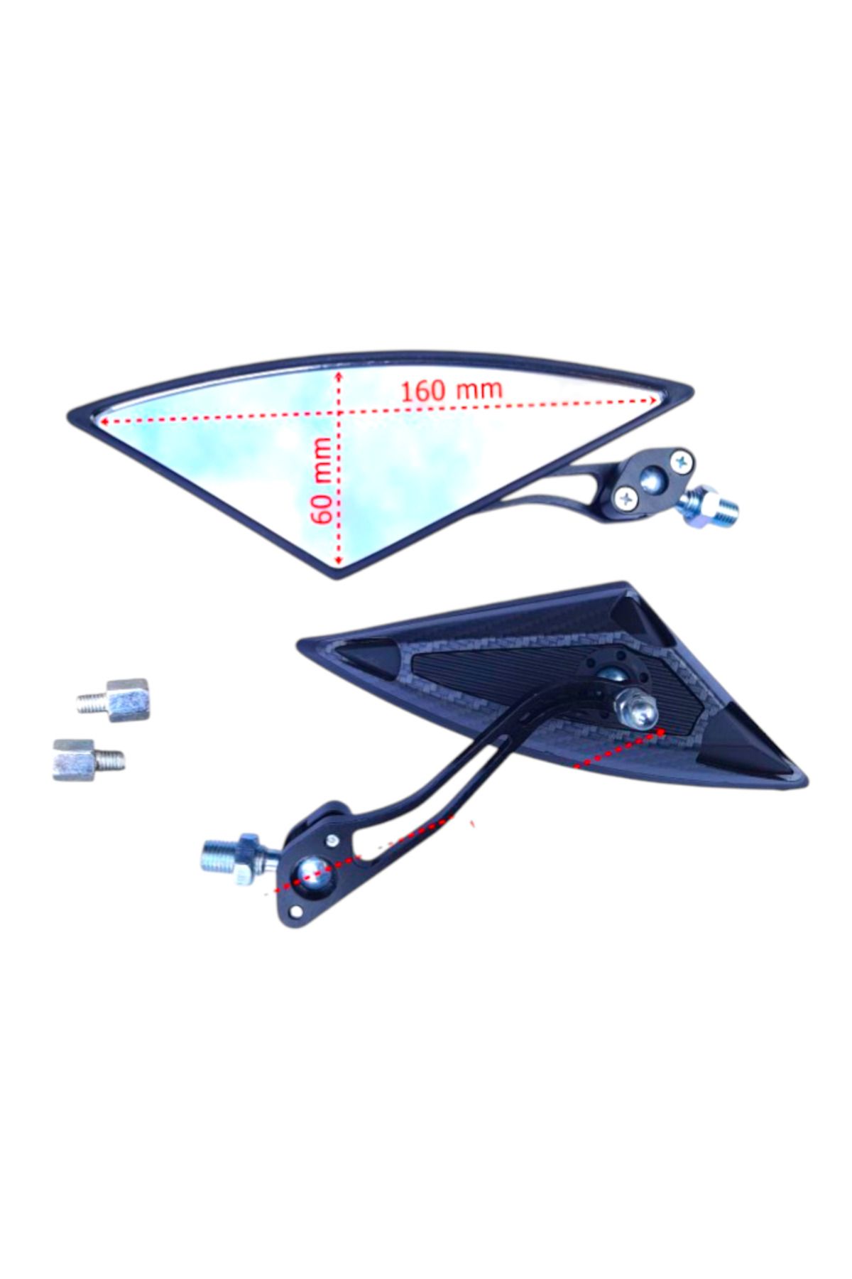 Motobir Ayna Takımı Karbon 8mm-10mm Üçgen Modifiye Universal