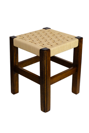 ARMES EV CONCEPT El Yapımı Ahşap Örmeli Hasır Tabure 35 cm | Şık ve Zarif Tas...