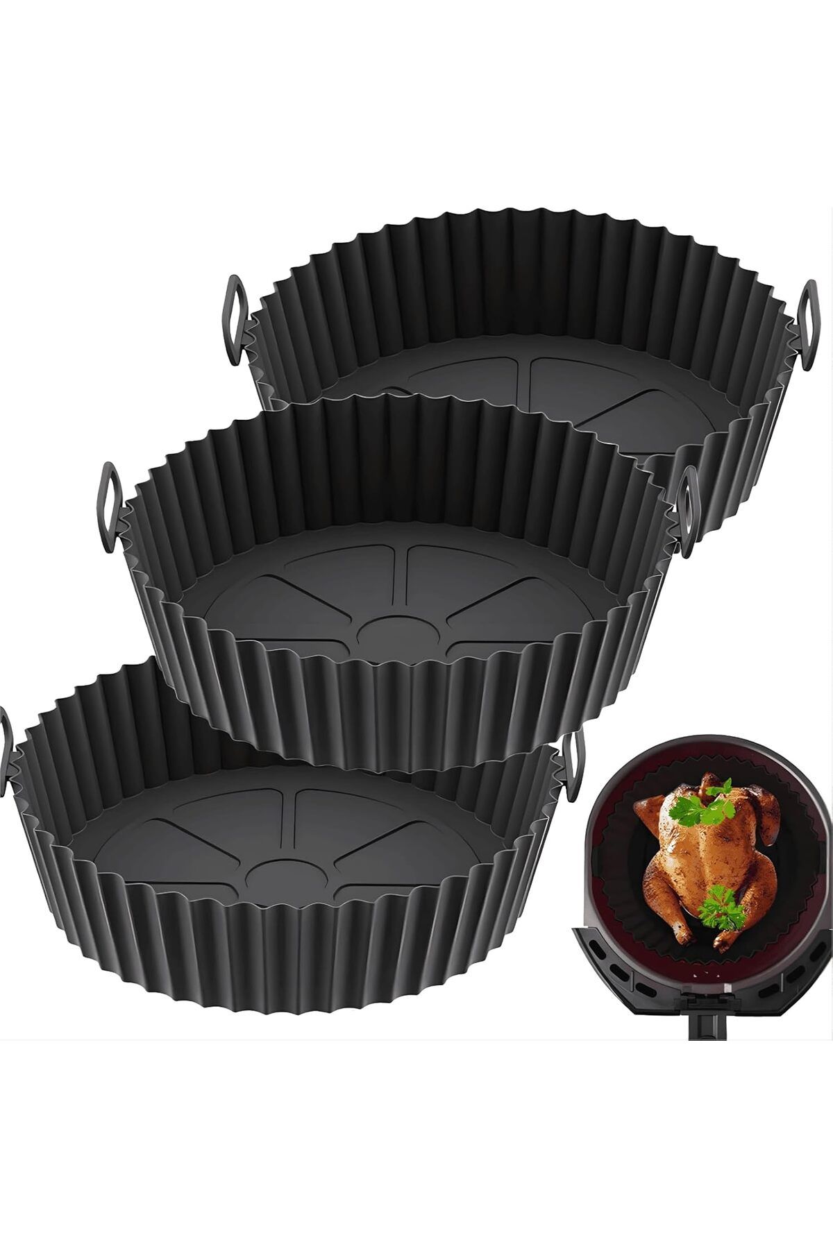 STOREMAX lvnmblya 3 adet sıcak hava fritözü silikon kalıp sıcak hava fritözü Liner silikon kalıp tekr