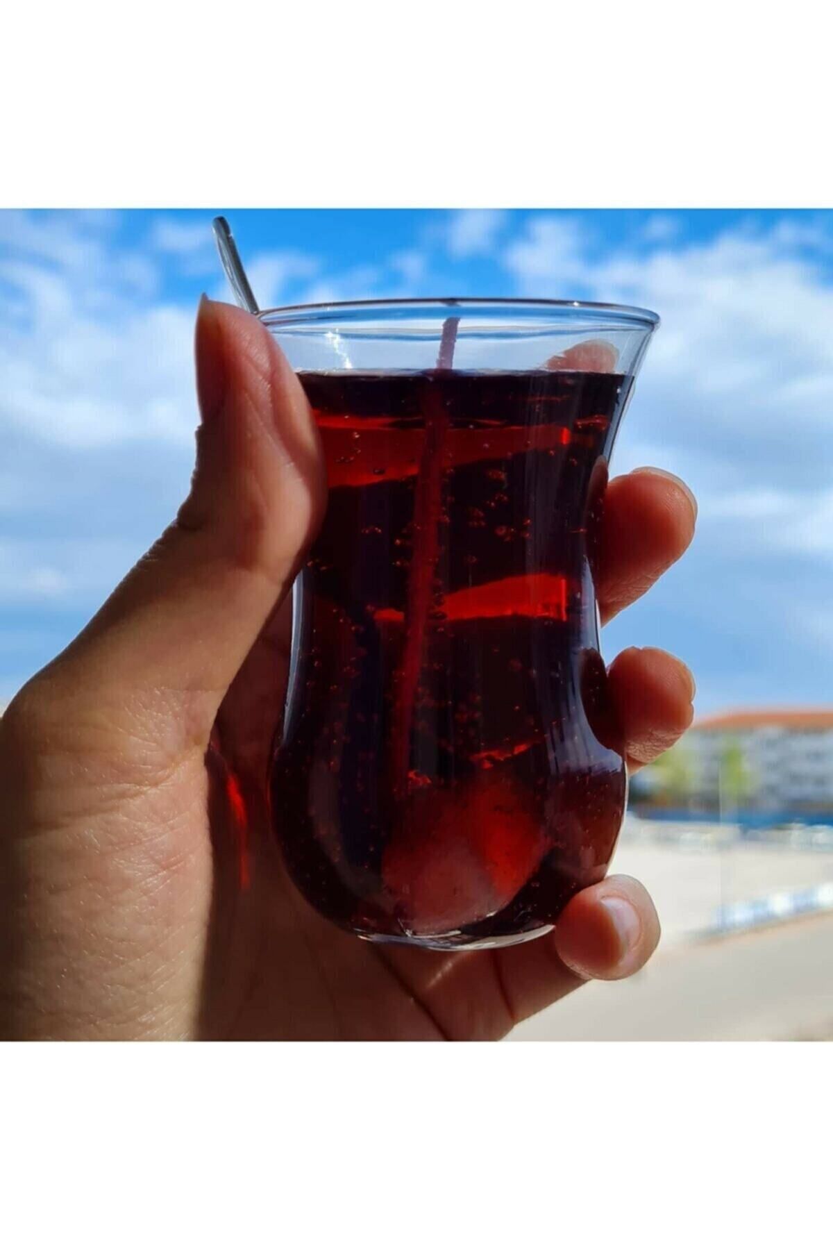Saatistan Kırmızı Çay Bardağı Şeklinde Jel Mum, şık ve dekoratif ev aksesuarı