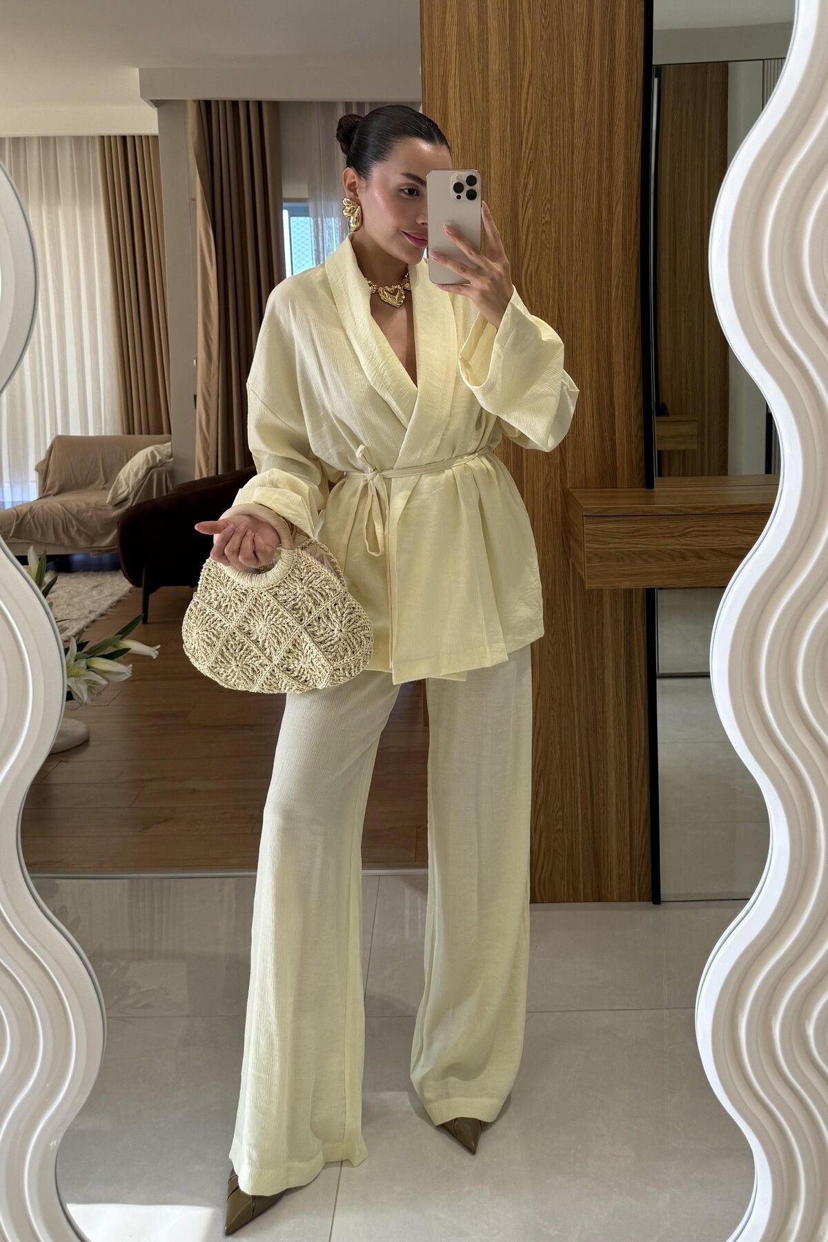 BOUQUET OF TULİP Şal Yaka Kimono Pantolon Takım