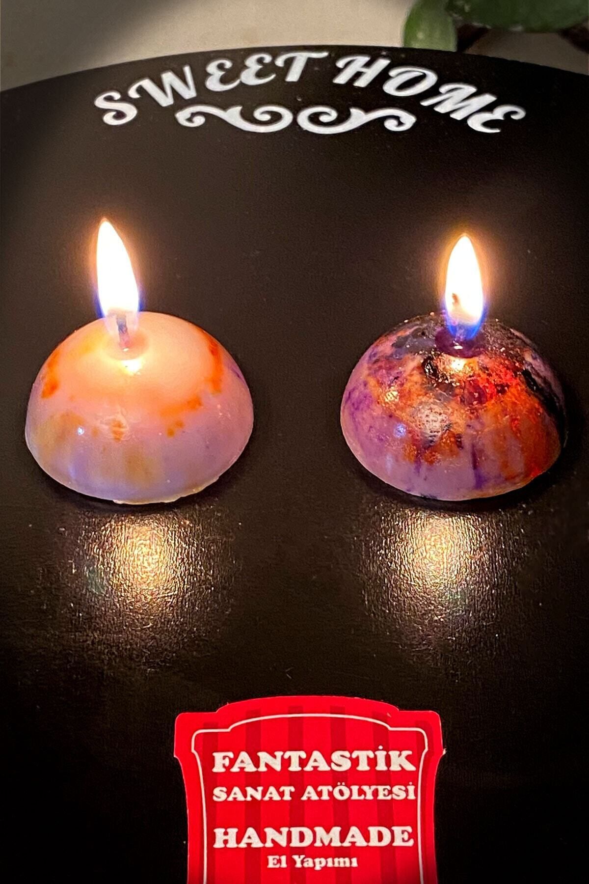 Saatistan Renkli Gezegen Mum Seti, Soya Wax, 2'li, Orta Boy, Çap 4 Cm