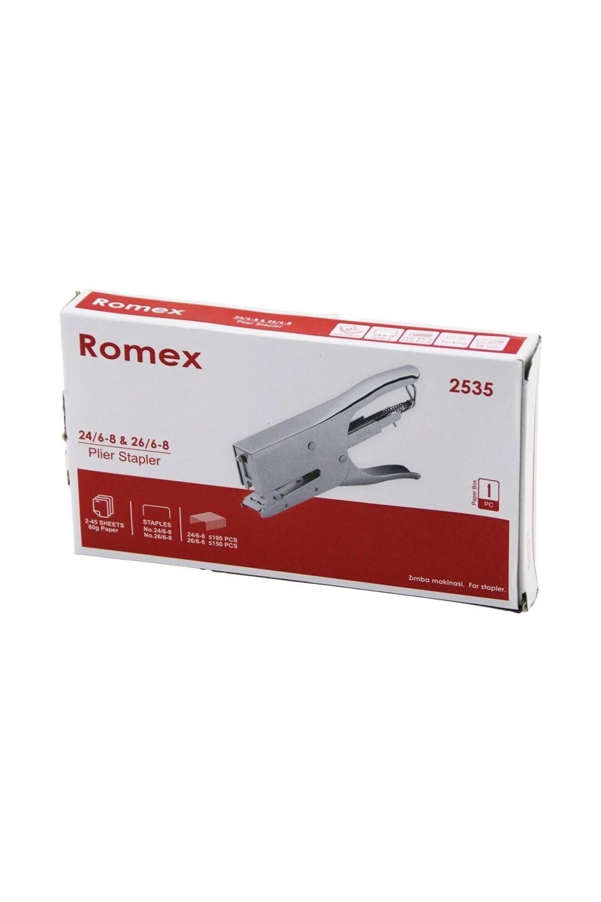 shopwave PENSE MODEL ÇELİK ZIMBA MAKİNESİ 24 /6-8 - 26 /6-8 56MM 100-150PCS TEL HAZNE 2-45 SAYFA= 80GR (5047