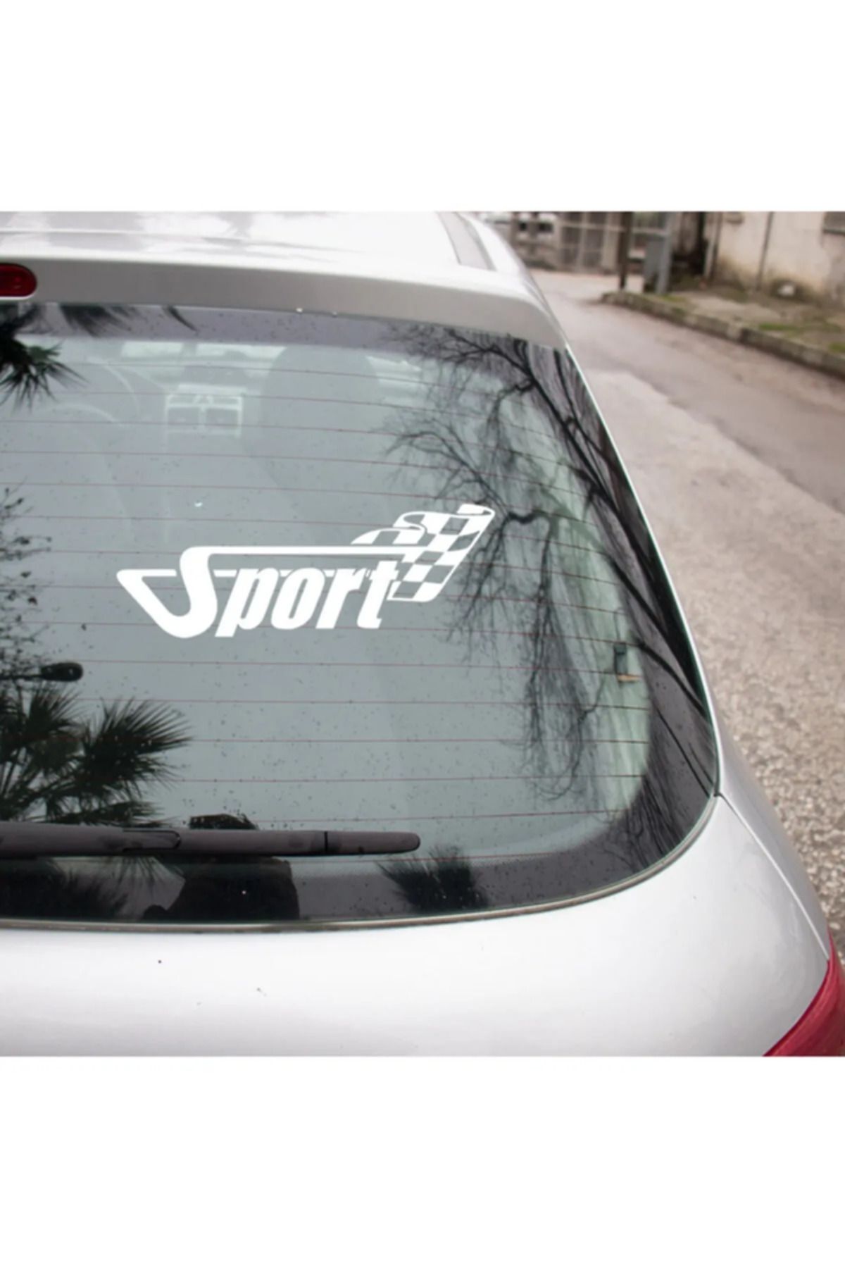 TSC Bitiş Bayraklı Sport Yazısı Modifiye Araba Oto Sticker 20cm BEyaz