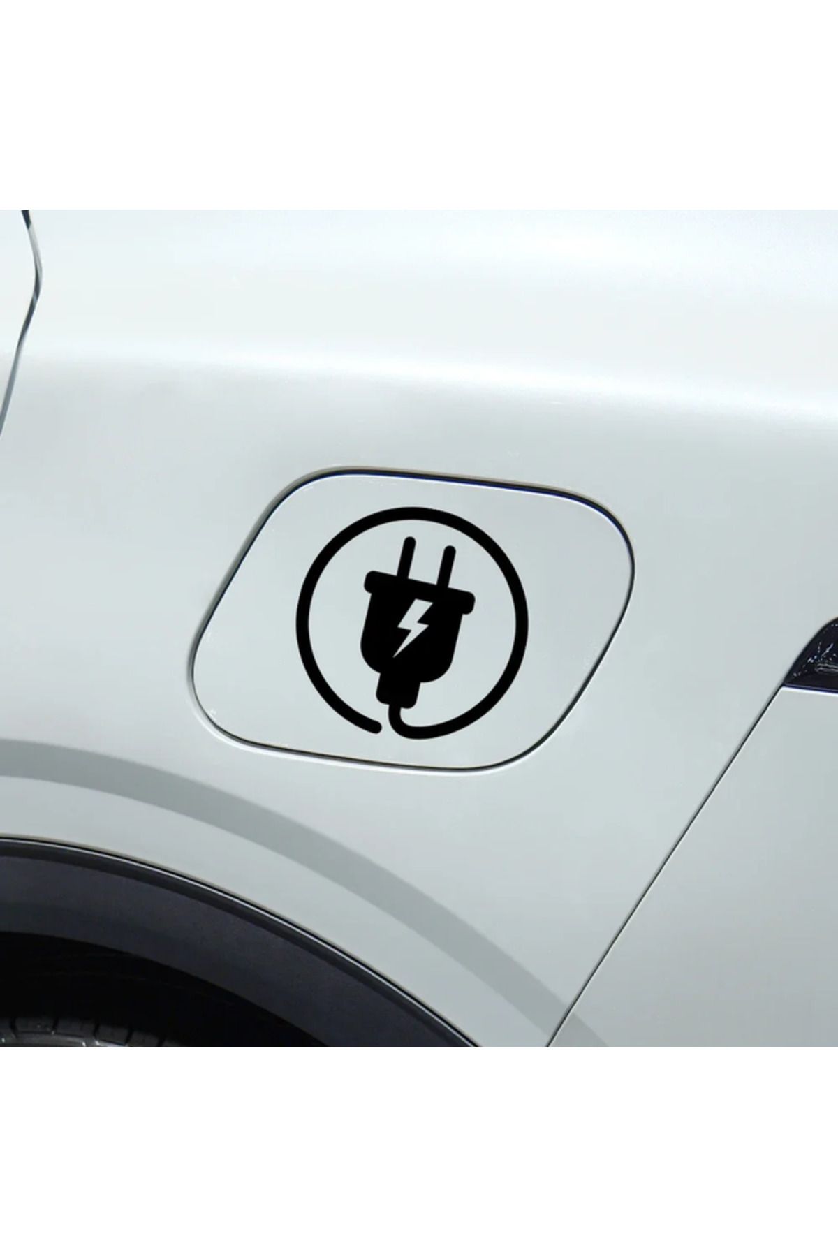 TSC Elektirikli Araç Uyarı Sarj Logosu Araba Sticker Etiket 14CM Siyah Renk