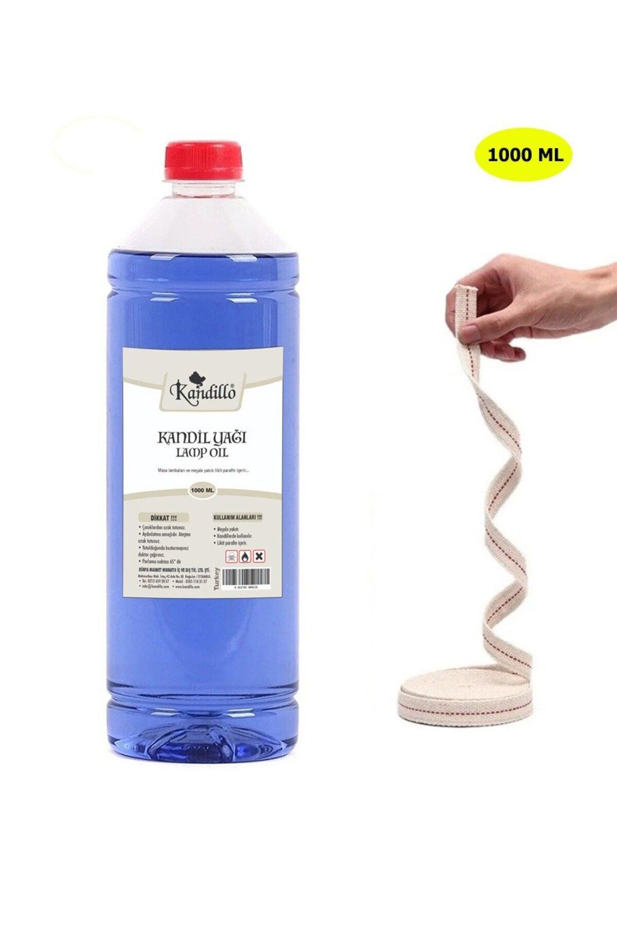 Saatistan Mavi Kandil Yağı 1 lt + 50cm Fitil, zarif ve parlak aydınlatma seti
