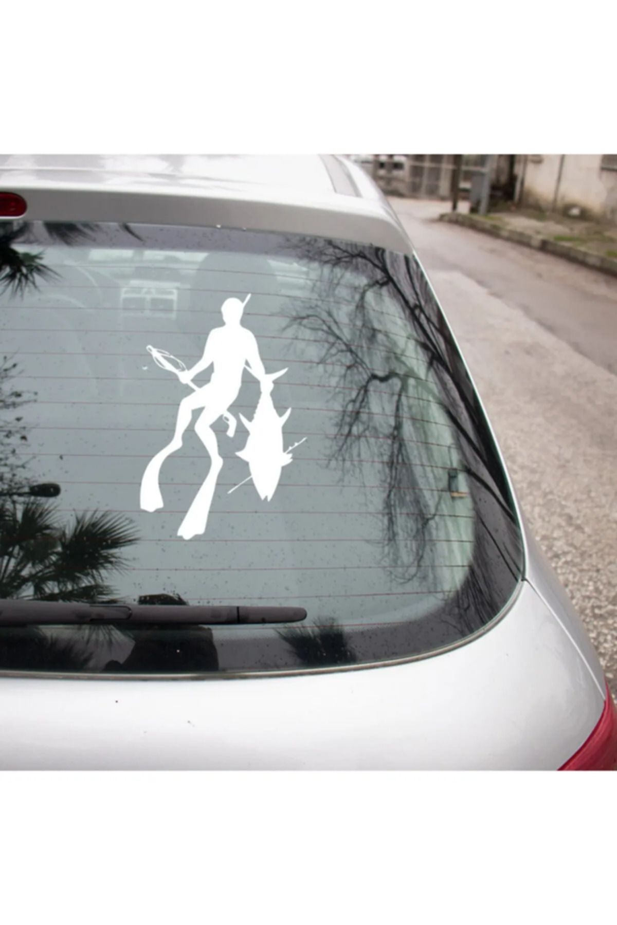 TSC Balık Zıpkın Avcılık Av Oto Araba Sticker Etiket yapıştırma 20CM Beyaz
