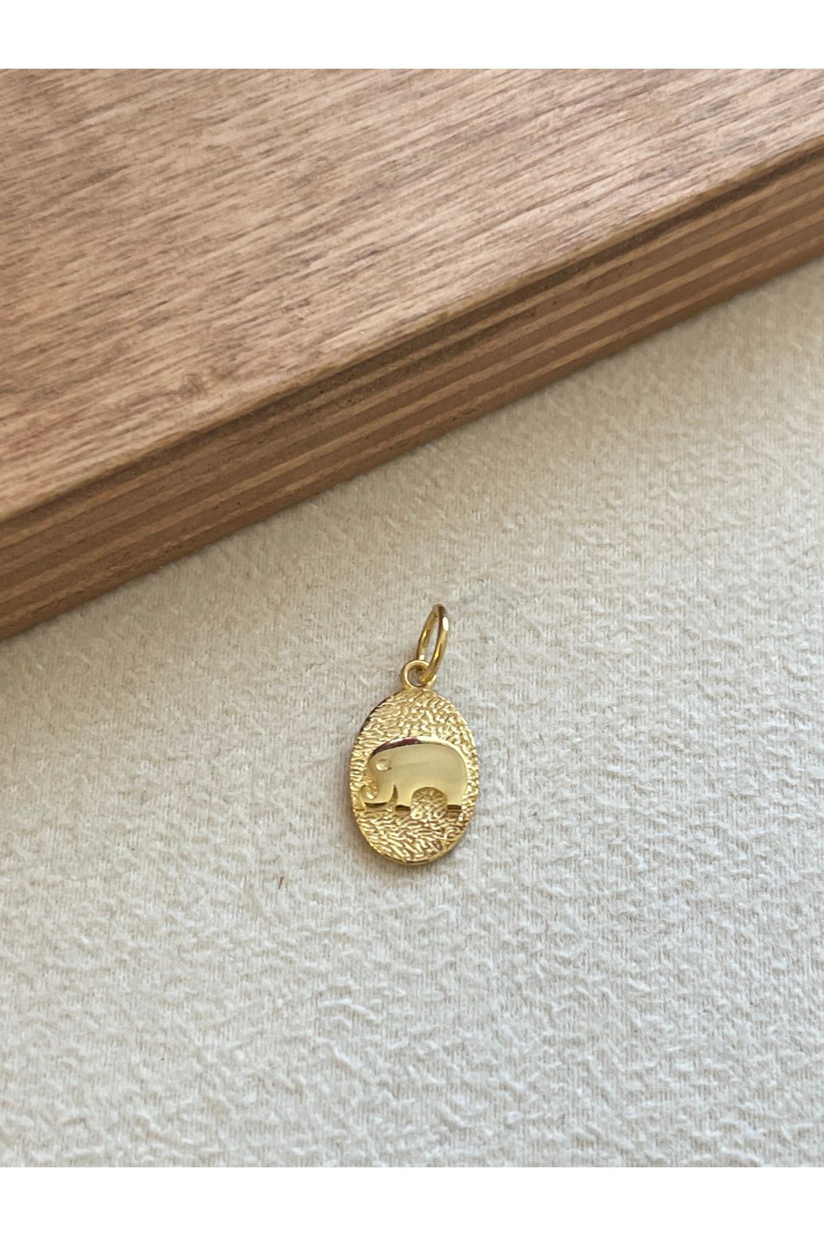 Rupen Kraft 925 Ayar Gümüş Gold Renginden Filli Gümüş Bereket Şans Kolye Ucu
