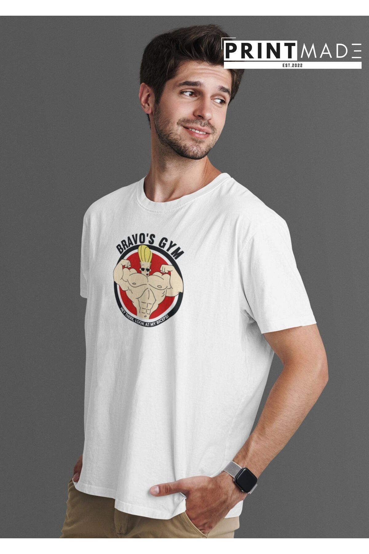 printtmade BRAVO’S GYM Bisiklet Yaka Yüksek Kalite Baskılı Siyah T-Shirt