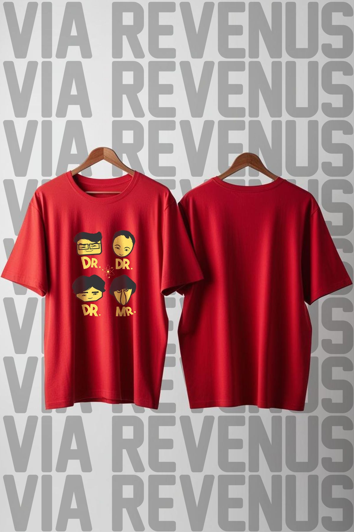 Vordevia The Big Bang Theory Baskılı Geniş Kalıp Unisex Bisiklet Yaka Tshirt