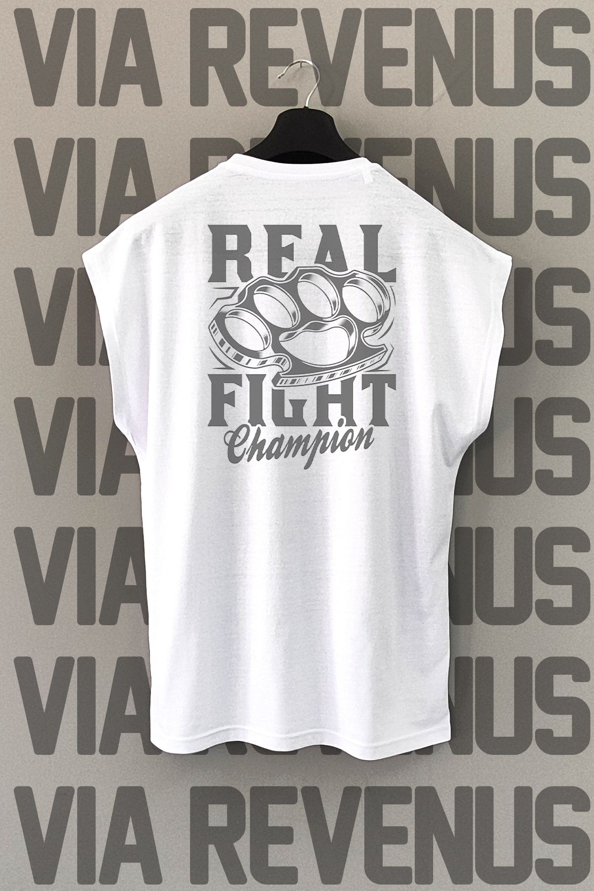 Vordevia Real Fight Sırt Baskılı Sıfır Kollu Bisiklet Yaka Spor Tshirt