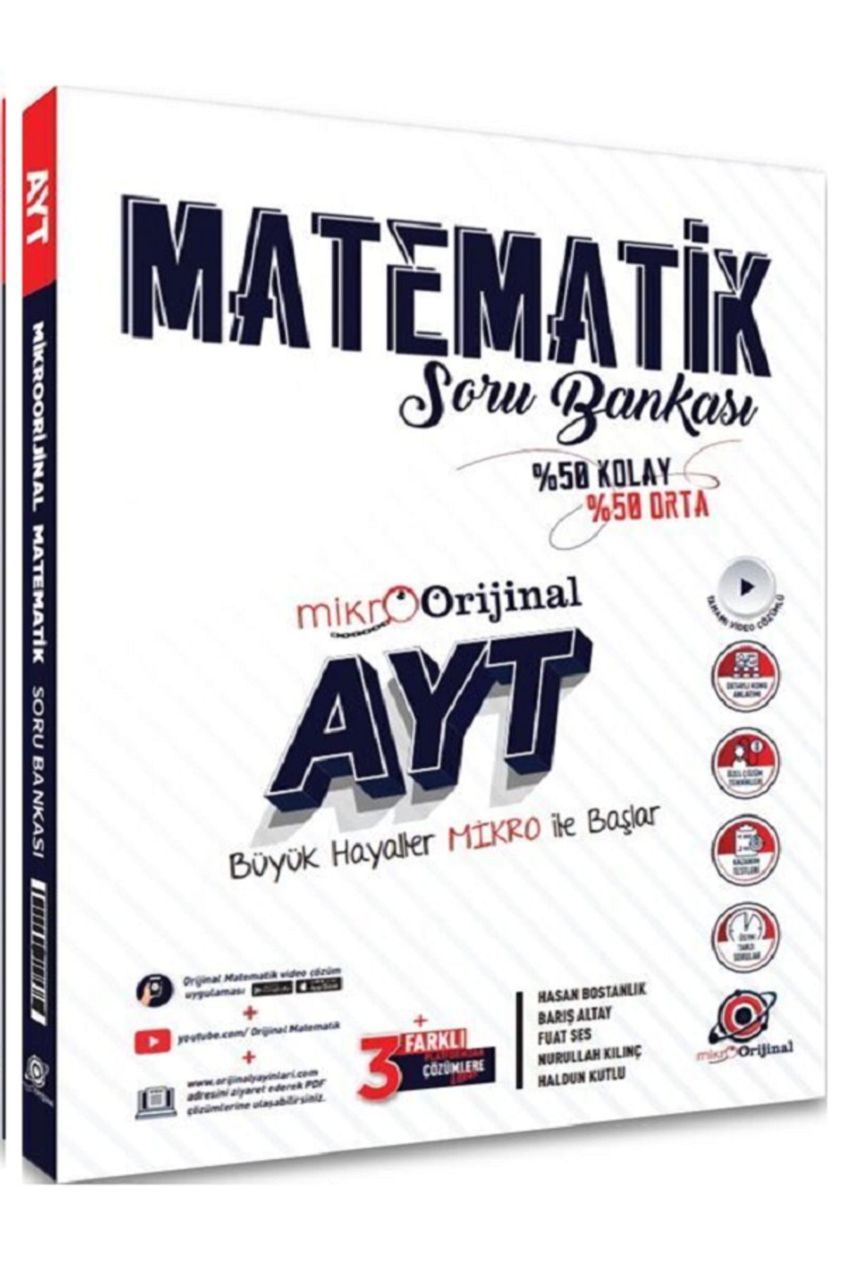 Evrensel İletişim Yayınları Mikro AYT MATEMATİK Soru Bankası / %58 Kolay %58 Orta / Video Çözümlü