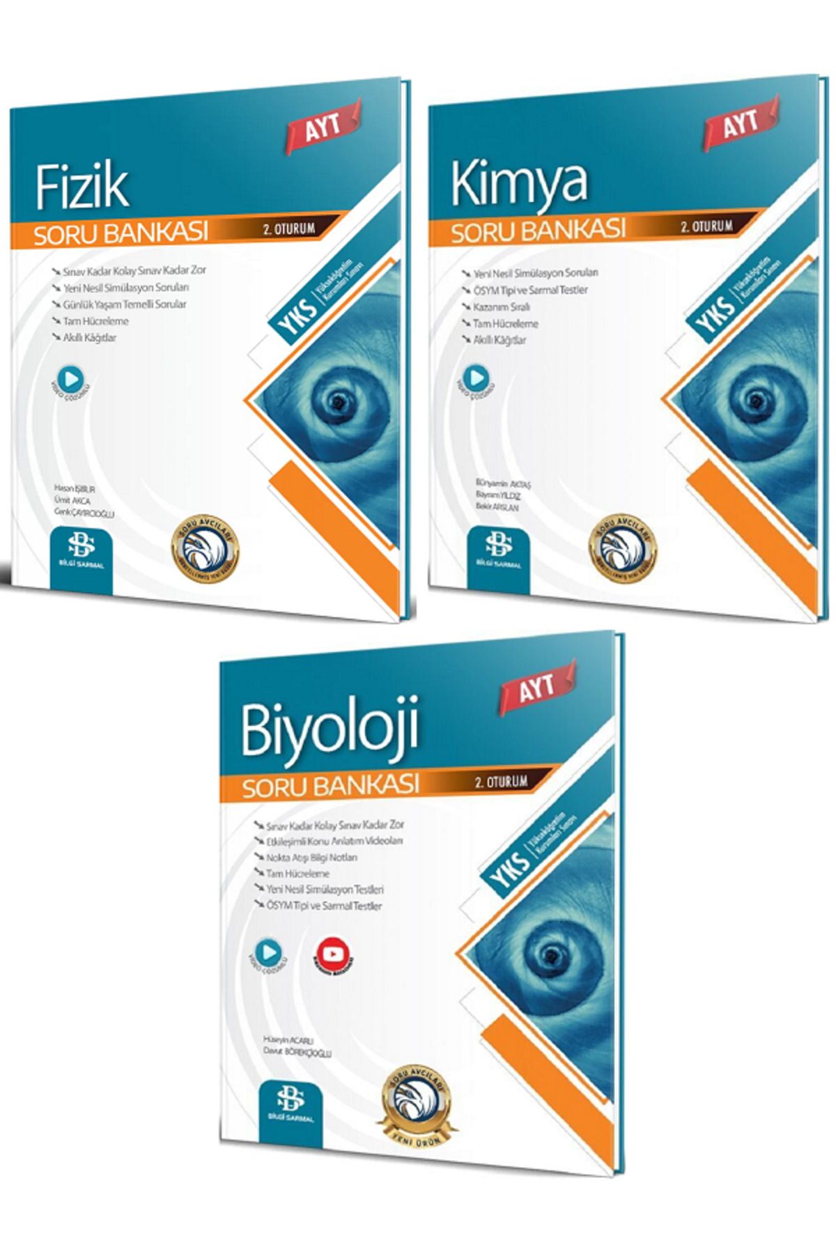 Evrensel İletişim Yayınları Bilgi Sarmal AYT FİZİK + KİMYA + BİYOLOJİ Soru Bankaları / Video Çözümlü / 3 KİTAP SET
