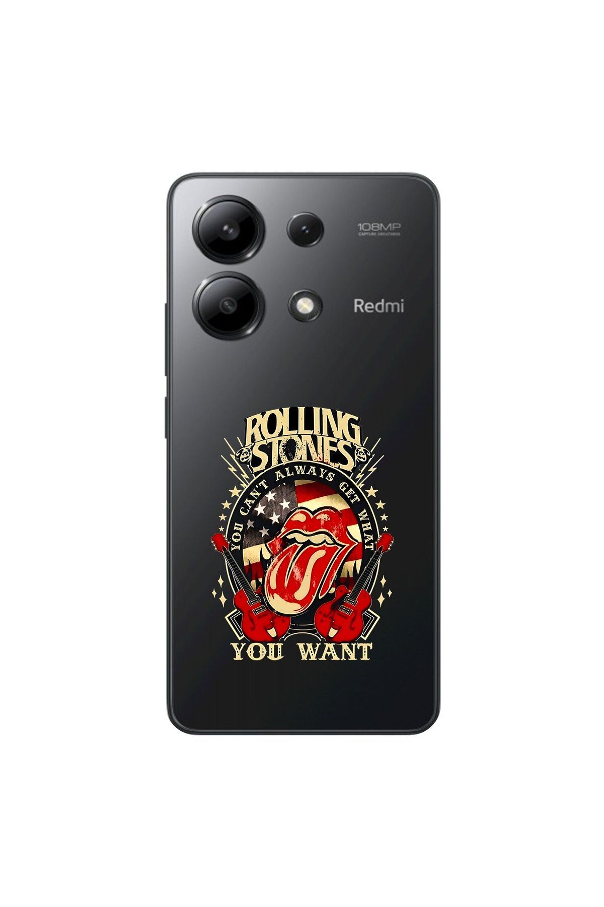 Dali Design Xiaomi Redmi Note 13 Uyumlu Şeffaf Kılıf Rolling Stones Tasarımlı