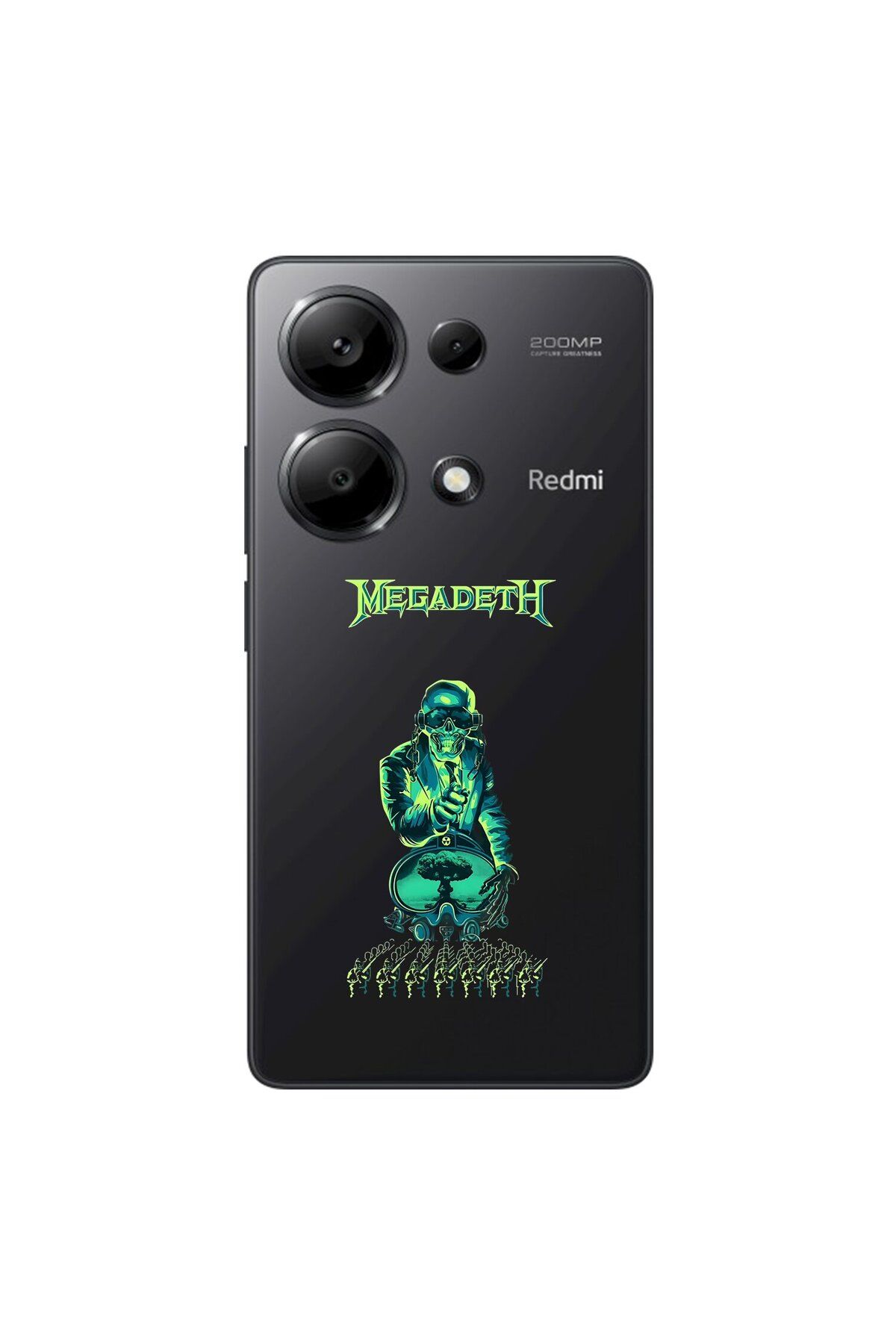 Dali Design Xiaomi Redmi Note 13 Pro Uyumlu Şeffaf Kılıf Mega Death Tasarımlı