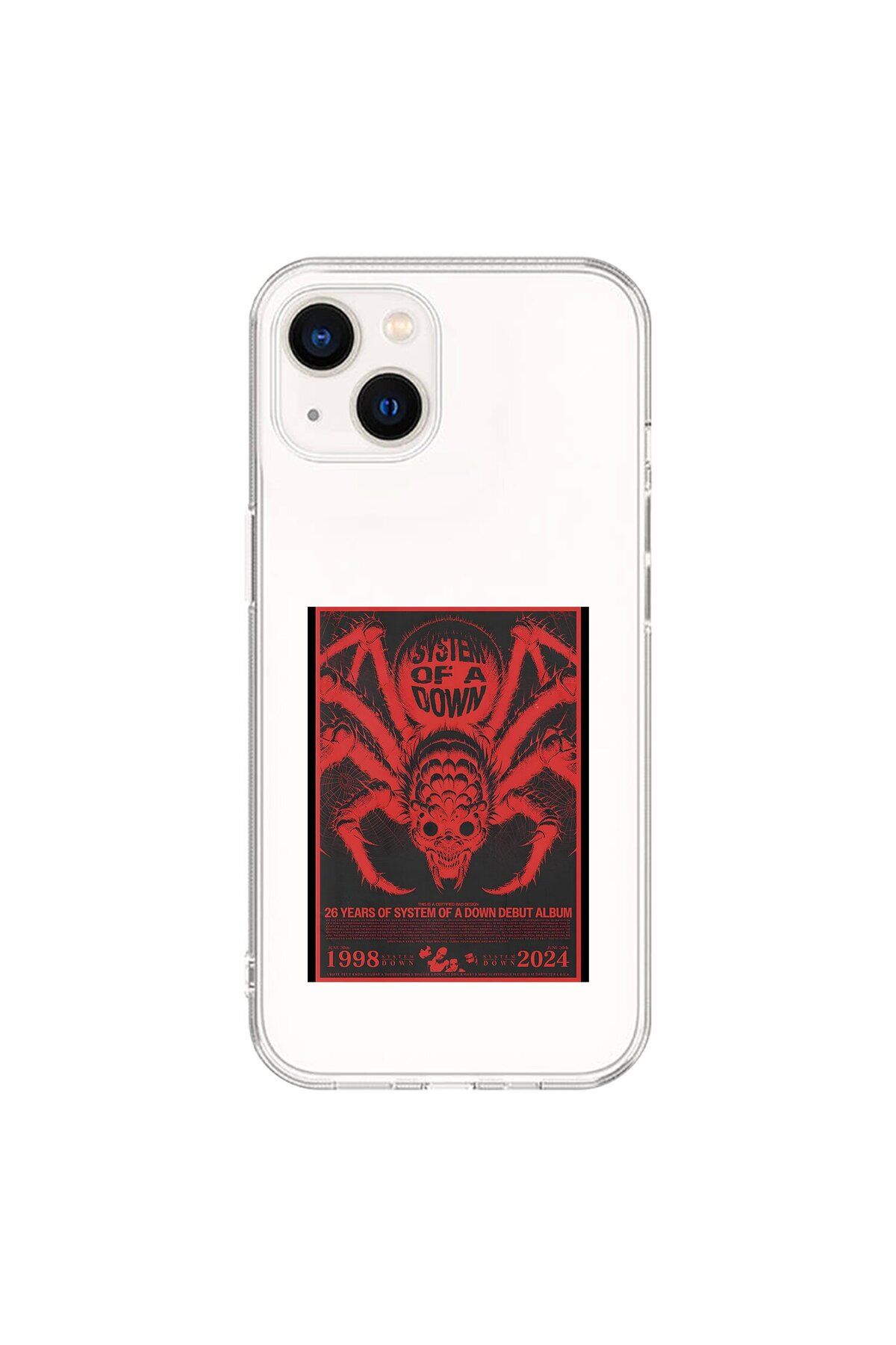Dali Design iPhone 13 Mini Uyumlu Şeffaf Kılıf System of A Down Tasarımlı