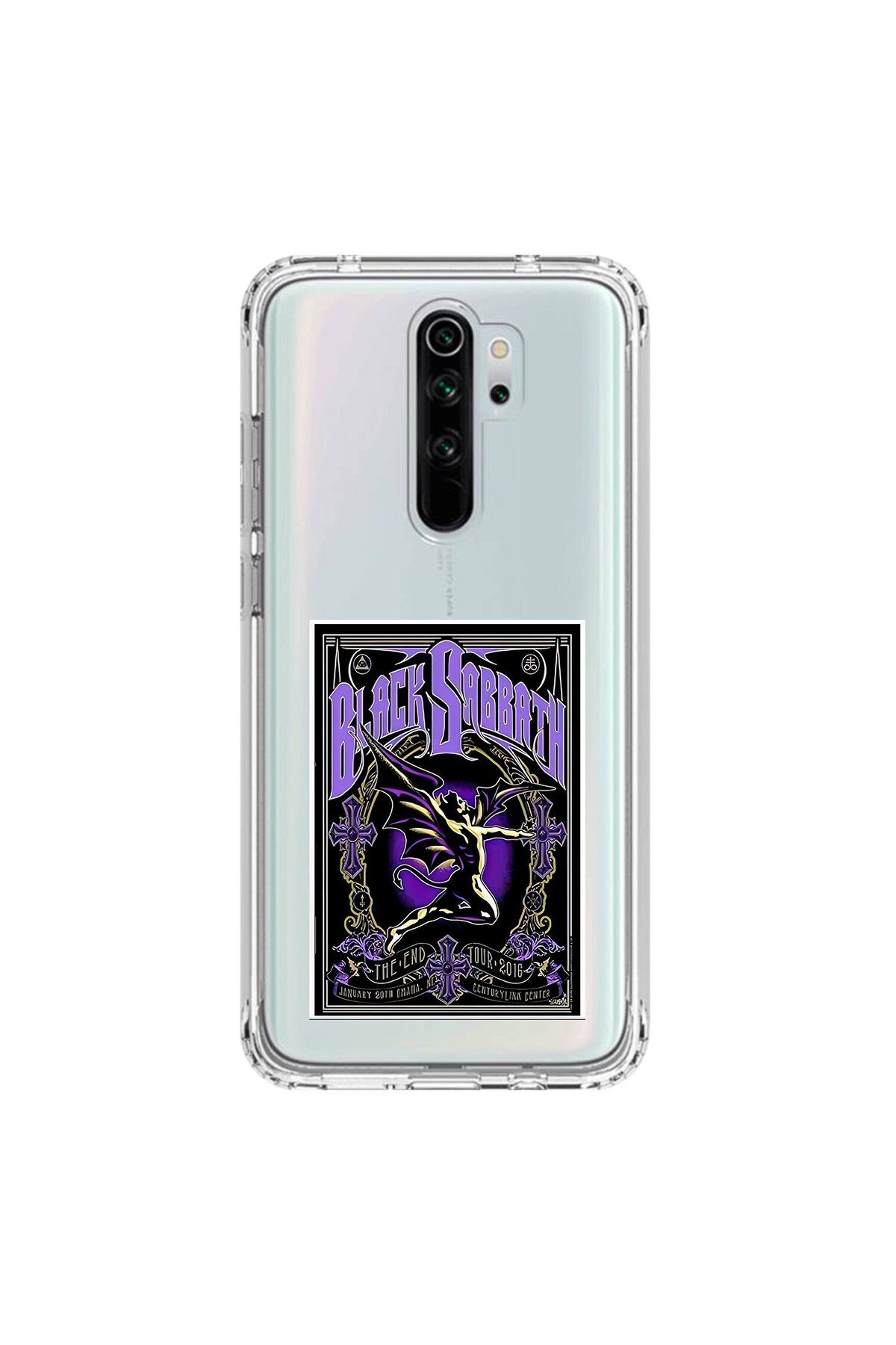 Dali Design Xiaomi Redmi Note 8 Pro Uyumlu Şeffaf Kılıf Black Sabbath Tasarımlı