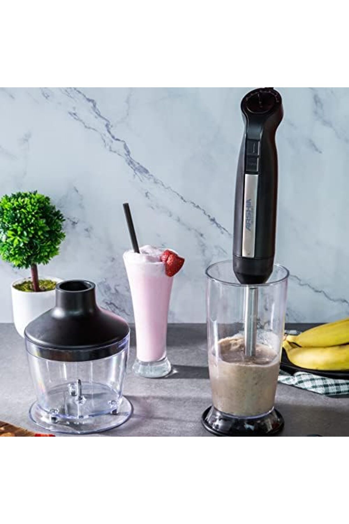 Arshia-HB151-2567 3 in 1 Hand Blender, Black, 600W, 2 Speed Button, 800ML, Soft Touch, Dishwasher sa 8