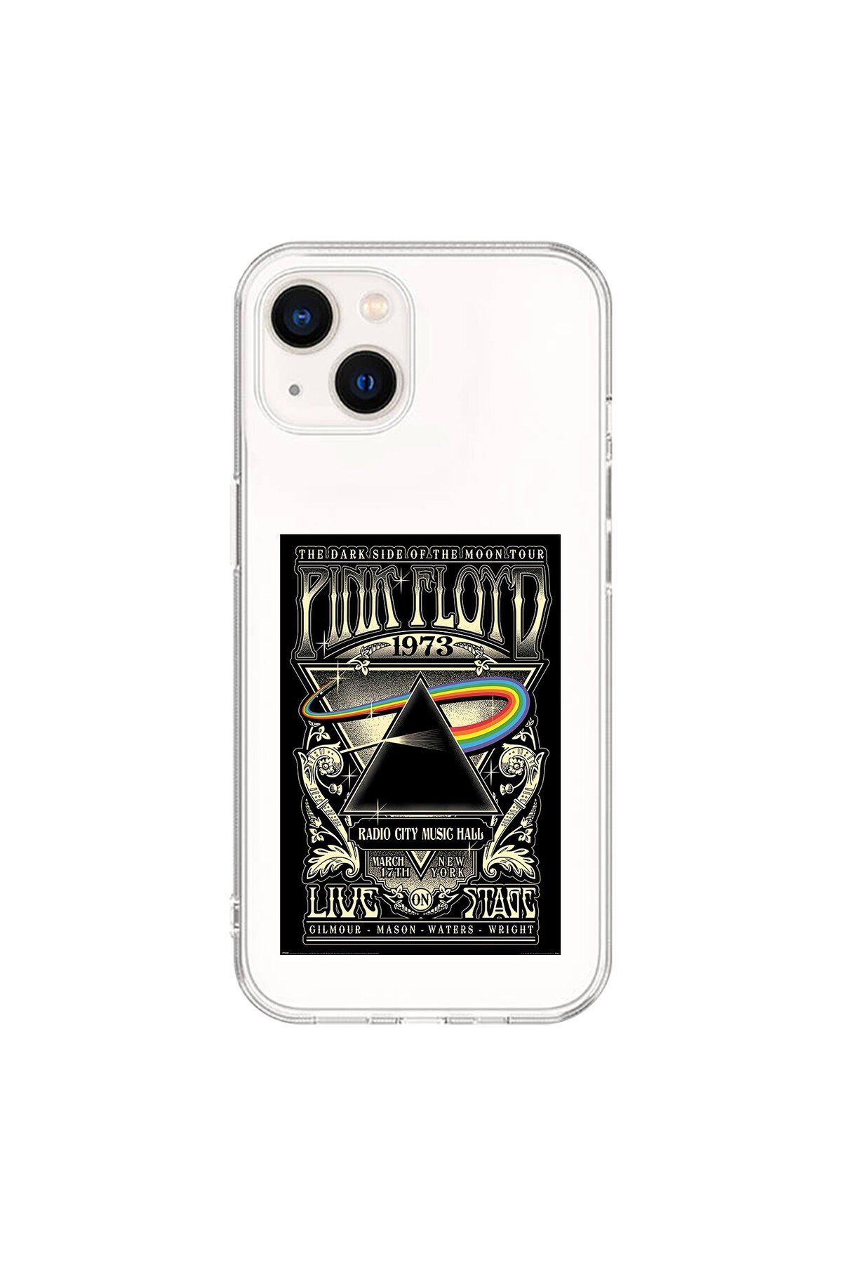 Dali Design iPhone 15 Uyumlu Şeffaf Kılıf Pink Floyd Tasarımlı