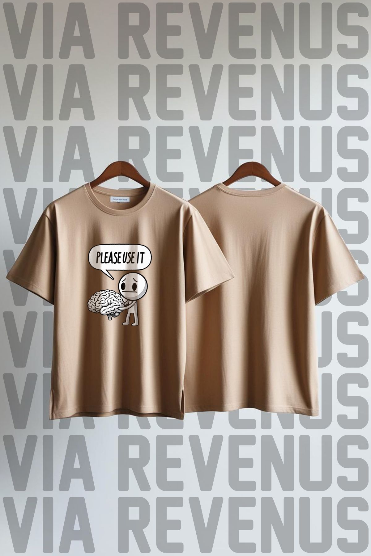 Vordevia Please Use It Baskılı Geniş Kalıp Unisex Bisiklet Yaka Tshirt