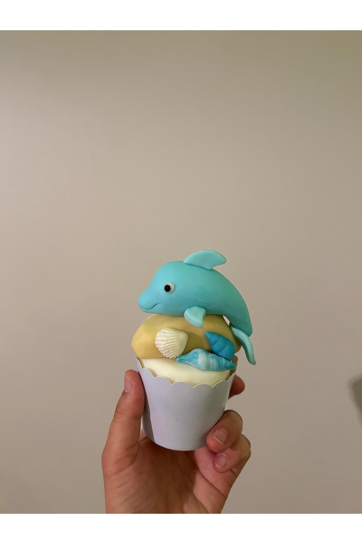 Maket Atelier Delfin Şeker Hamuru Figürü El Yapımı Deniz Temalı Pasta Süsü Cupcake & Doğum Günü Dekoru