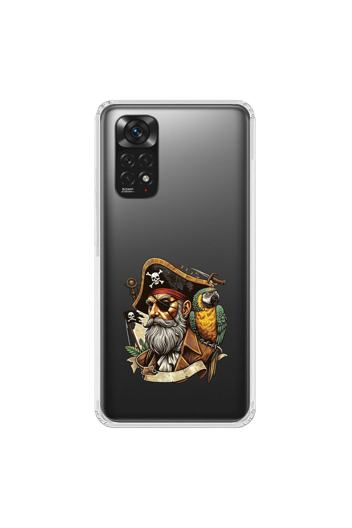 Dali Design Xiaomi Redmi Note 11 Uyumlu Şeffaf Kılıf Pirate 3 Tasarımlı
