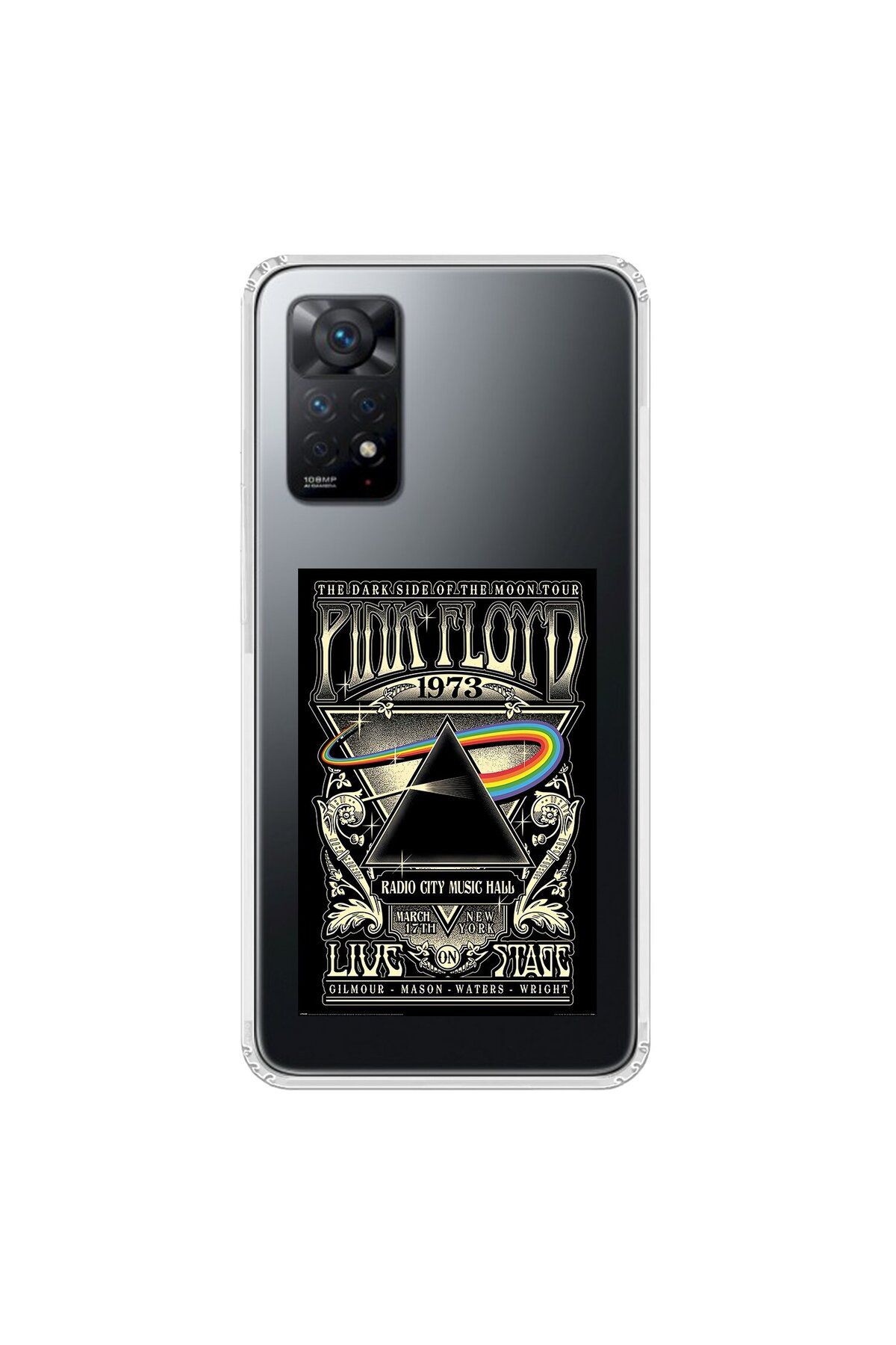 Dali Design Xiaomi Redmi Note 11 Pro Uyumlu Şeffaf Kılıf Pink Floyd Tasarımlı