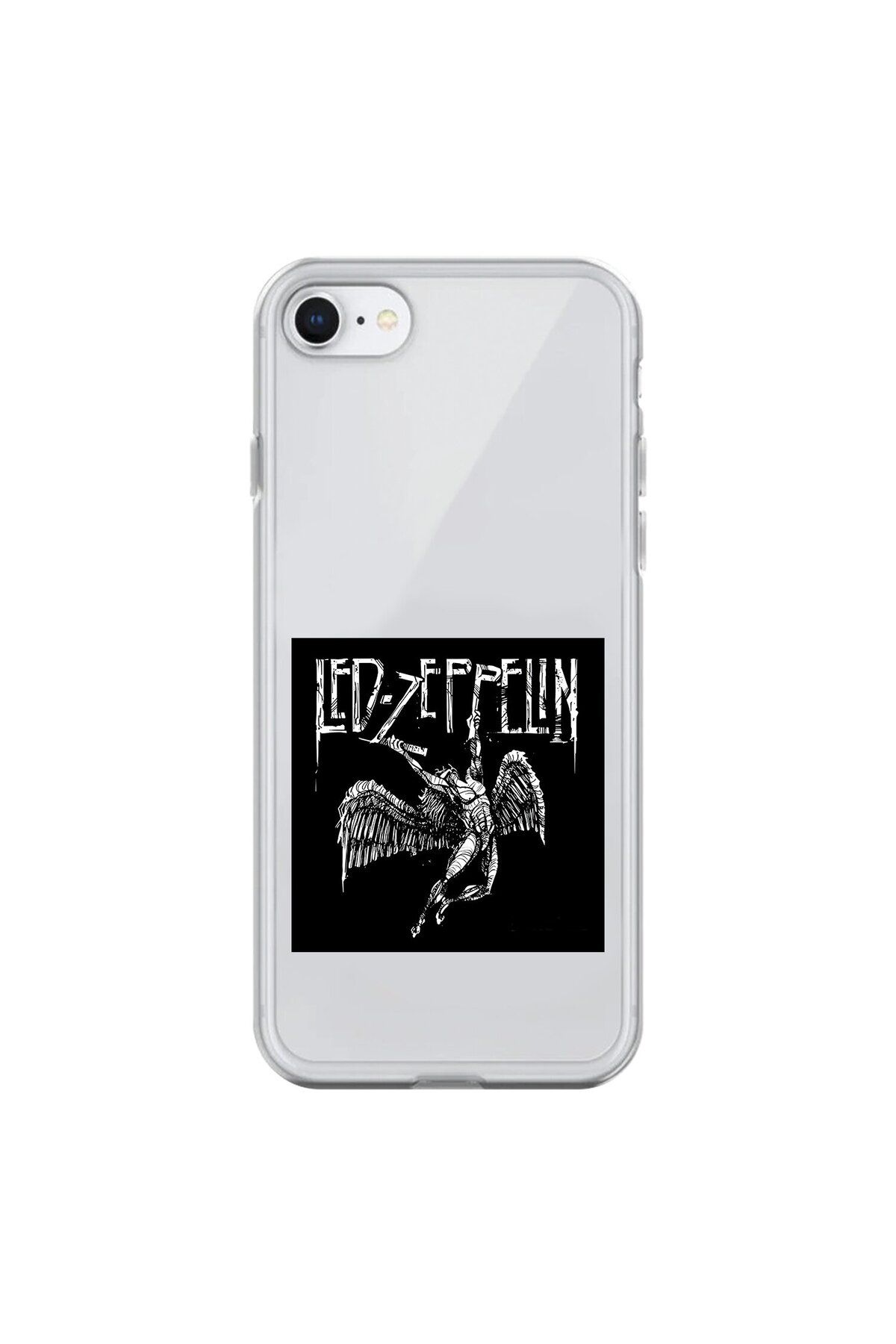 Dali Design iPhone 8 Uyumlu Şeffaf Kılıf Led Zeppelin Tasarımlı