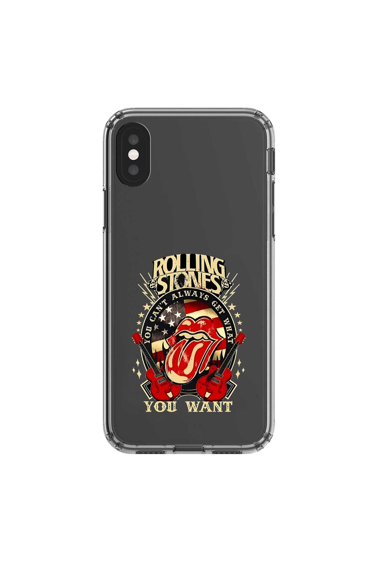 Dali Design iPhone X Uyumlu Şeffaf Kılıf Rolling Stones Tasarımlı