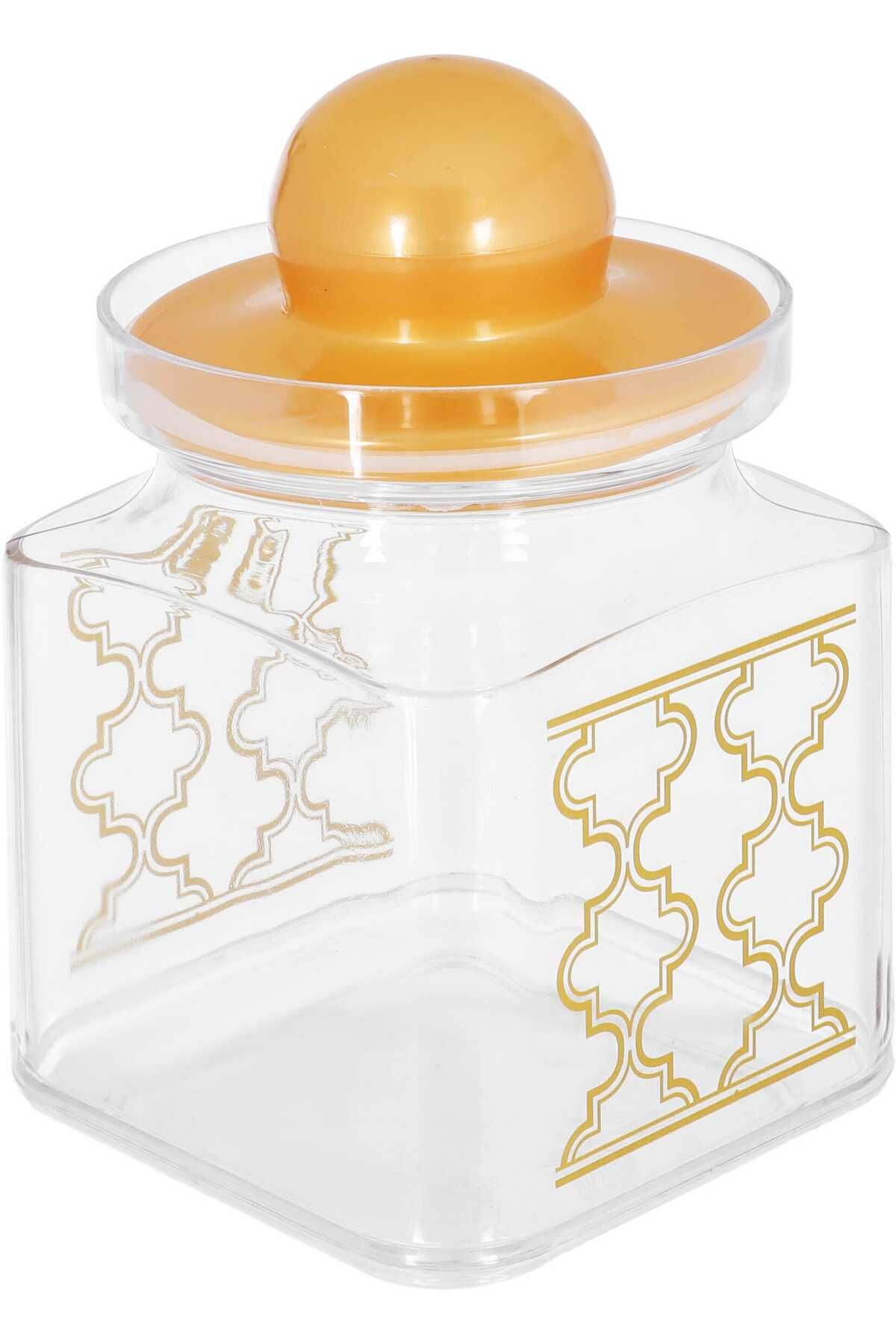 Alsaif Gallery-Plastic Spice Container Set Alsaif Gallery with Gold Lid, 3 Pieces - Transparent 2
