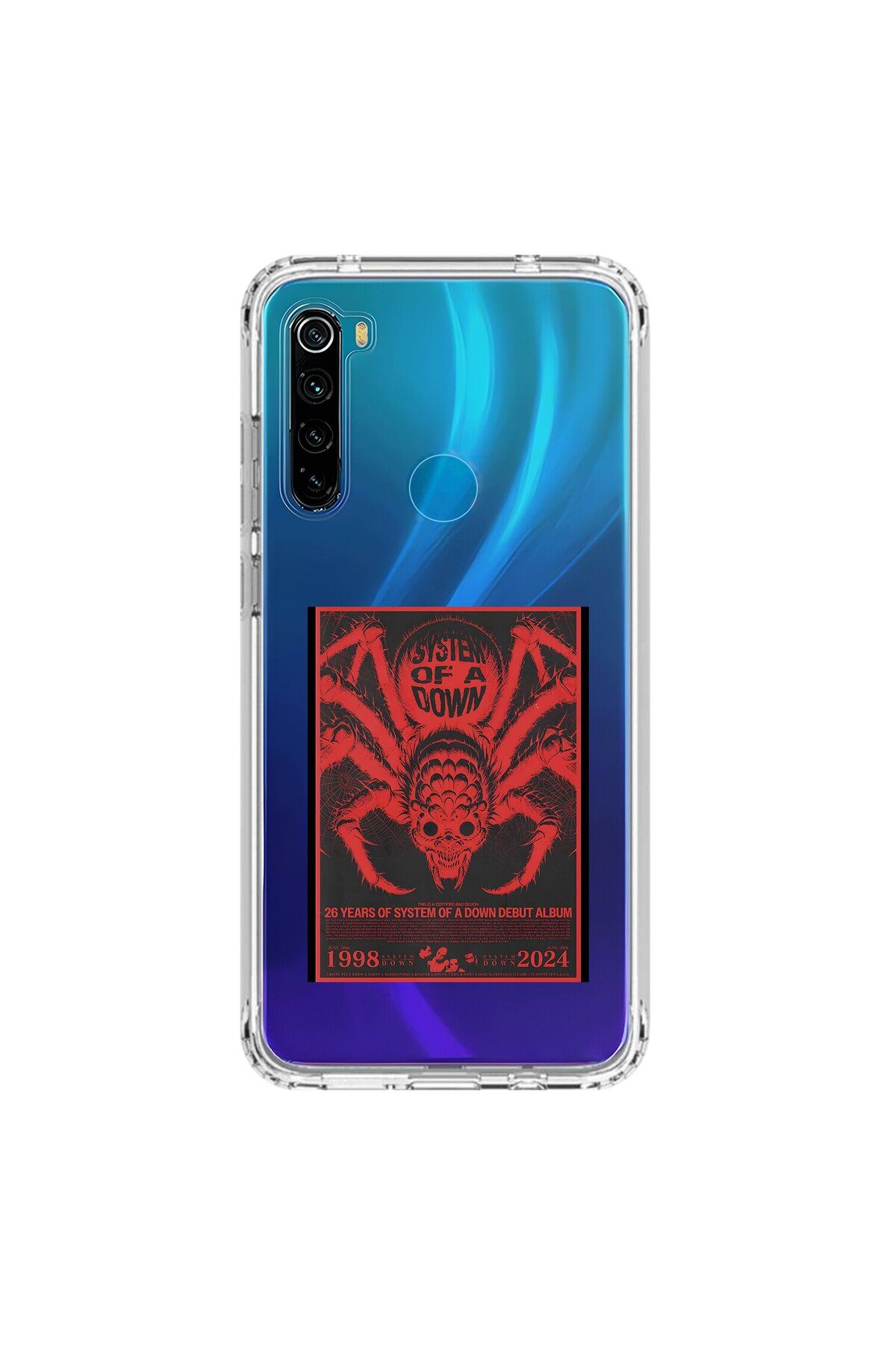 Dali Design Xiaomi Redmi Note 8 Uyumlu Şeffaf Kılıf System of A Down Tasarımlı