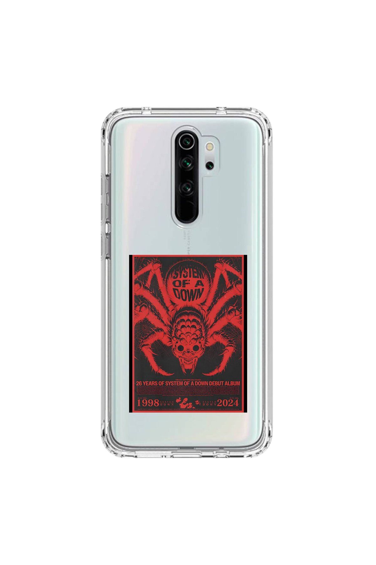 Dali Design Xiaomi Redmi Note 8 Pro Uyumlu Şeffaf Kılıf System of A Down Tasarımlı