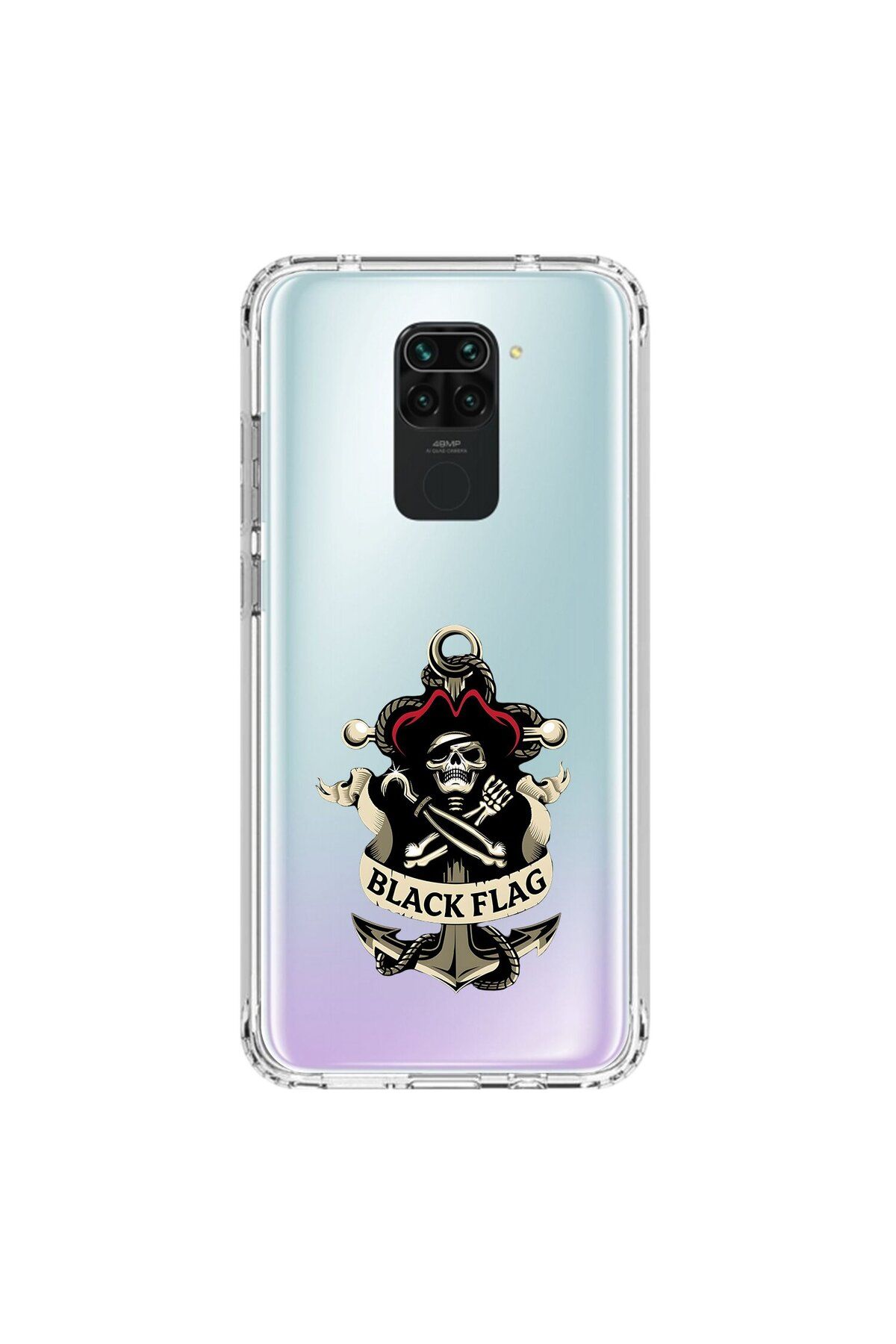 Dali Design Xiaomi Redmi Note 9 Uyumlu Şeffaf Kılıf Pirate 4 Tasarımlı