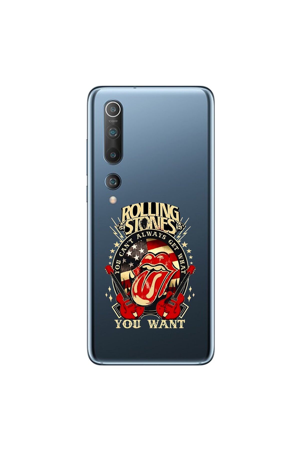 Dali Design Xiaomi Mi 10 Uyumlu Şeffaf Kılıf Rolling Stones Tasarımlı