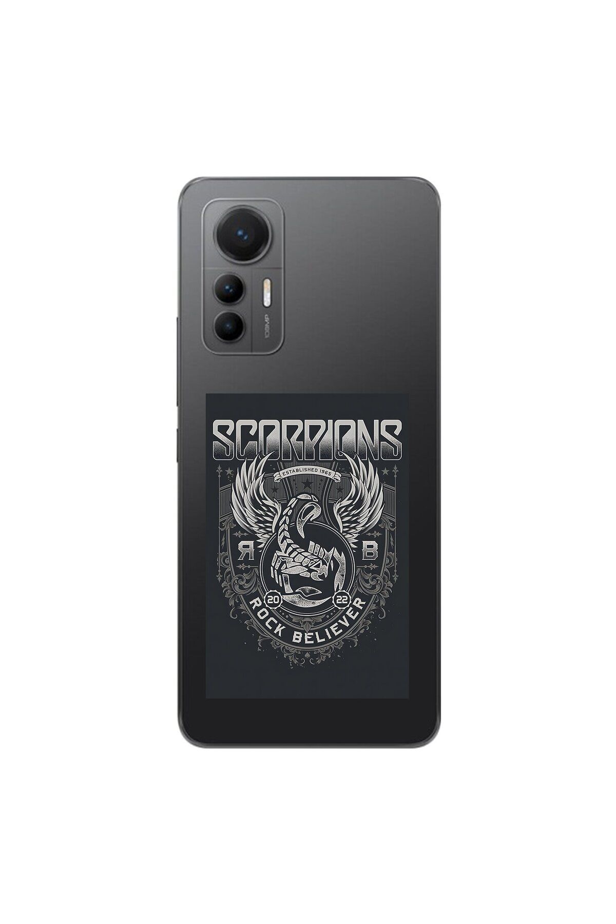Dali Design Xiaomi Mi 12 Lite Uyumlu Şeffaf Kılıf Scorpions Tasarımlı