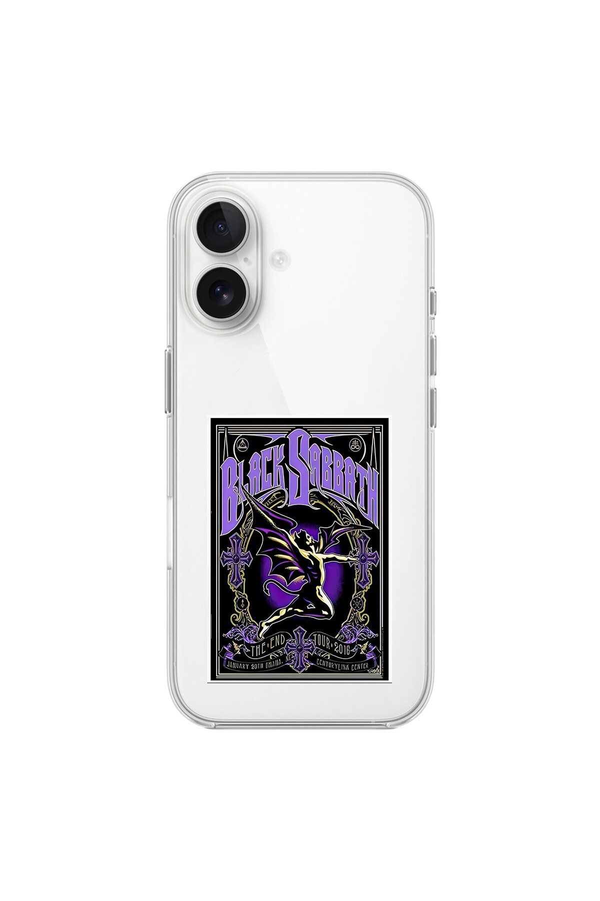 Dali Design iPhone 16 Uyumlu Şeffaf Kılıf Black Sabbath Tasarımlı