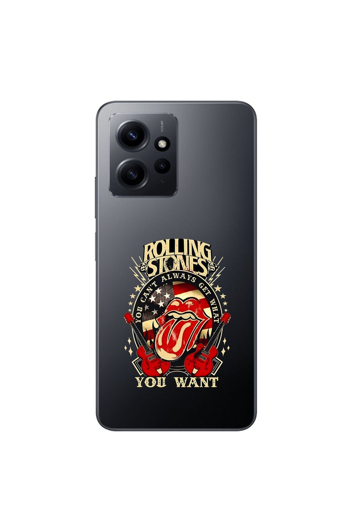 Dali Design Xiaomi Redmi Note 12 Uyumlu Şeffaf Kılıf Rolling Stones Tasarımlı