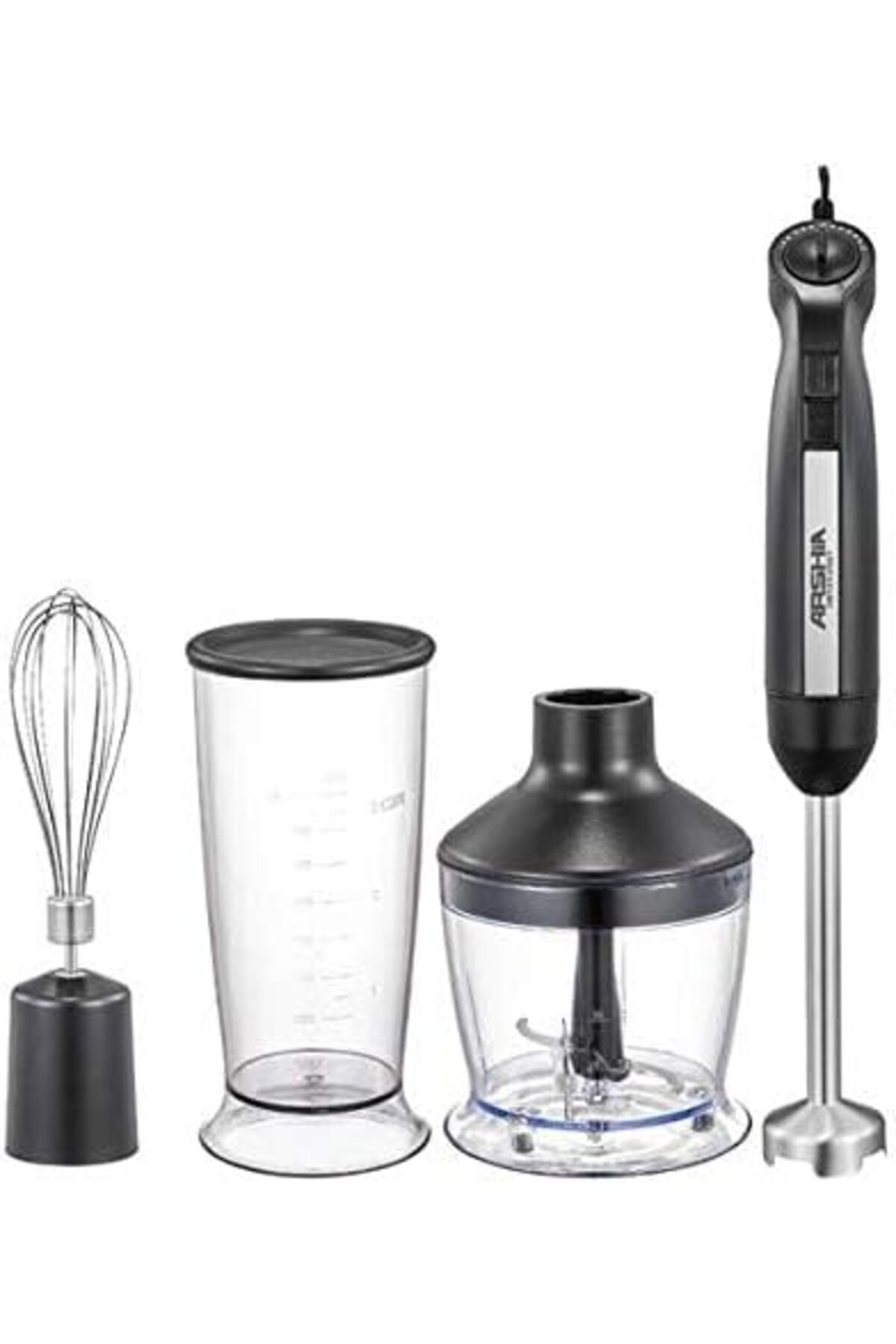 Arshia-HB151-2567 3 in 1 Hand Blender, Black, 600W, 2 Speed Button, 800ML, Soft Touch, Dishwasher sa 1