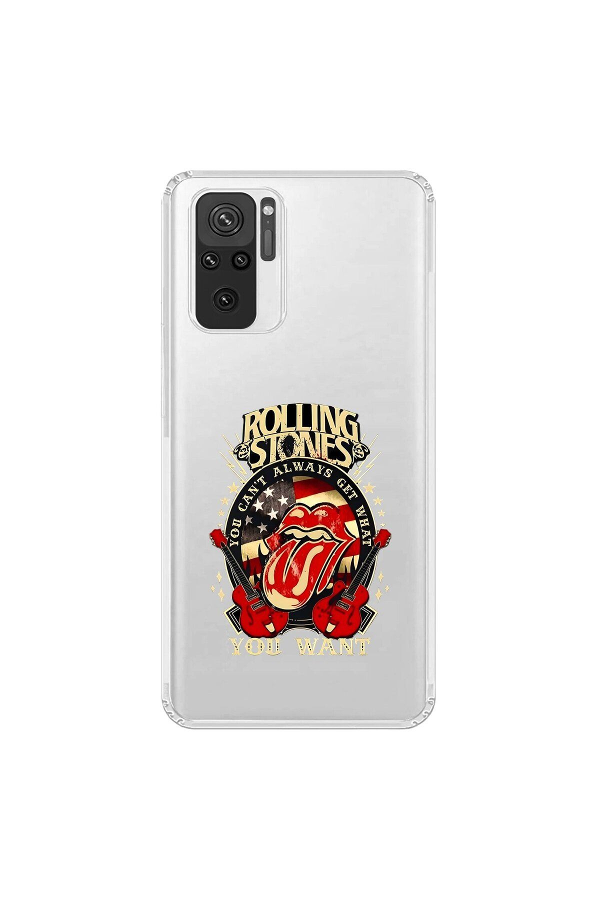 Dali Design Xiaomi Redmi Note 10 Uyumlu Şeffaf Kılıf Rolling Stones Tasarımlı